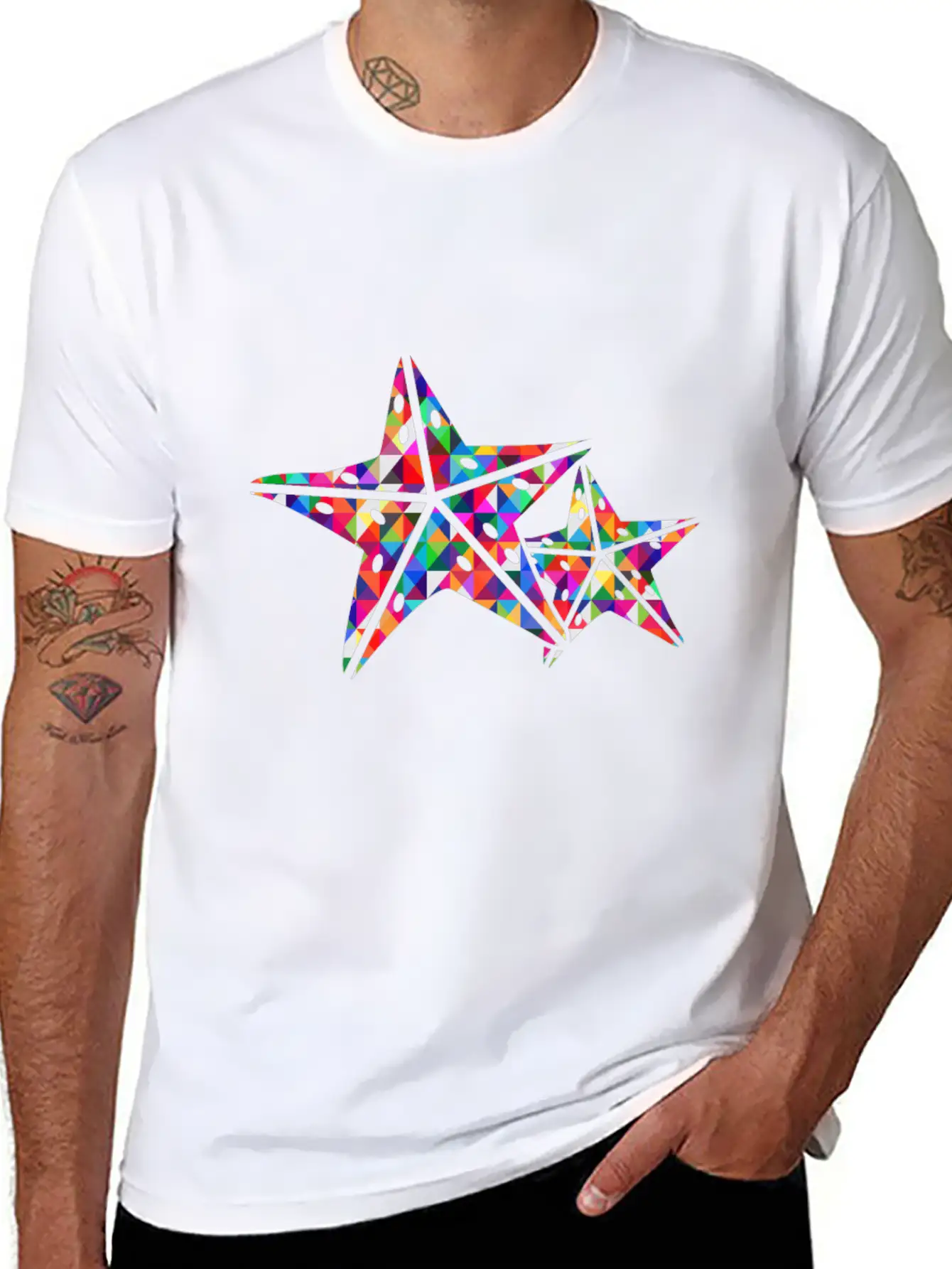 Starfish 2 Starfish Mosaic Colourful Stylish Everyday T-Shirt – Unisex Basic Cotton Tee