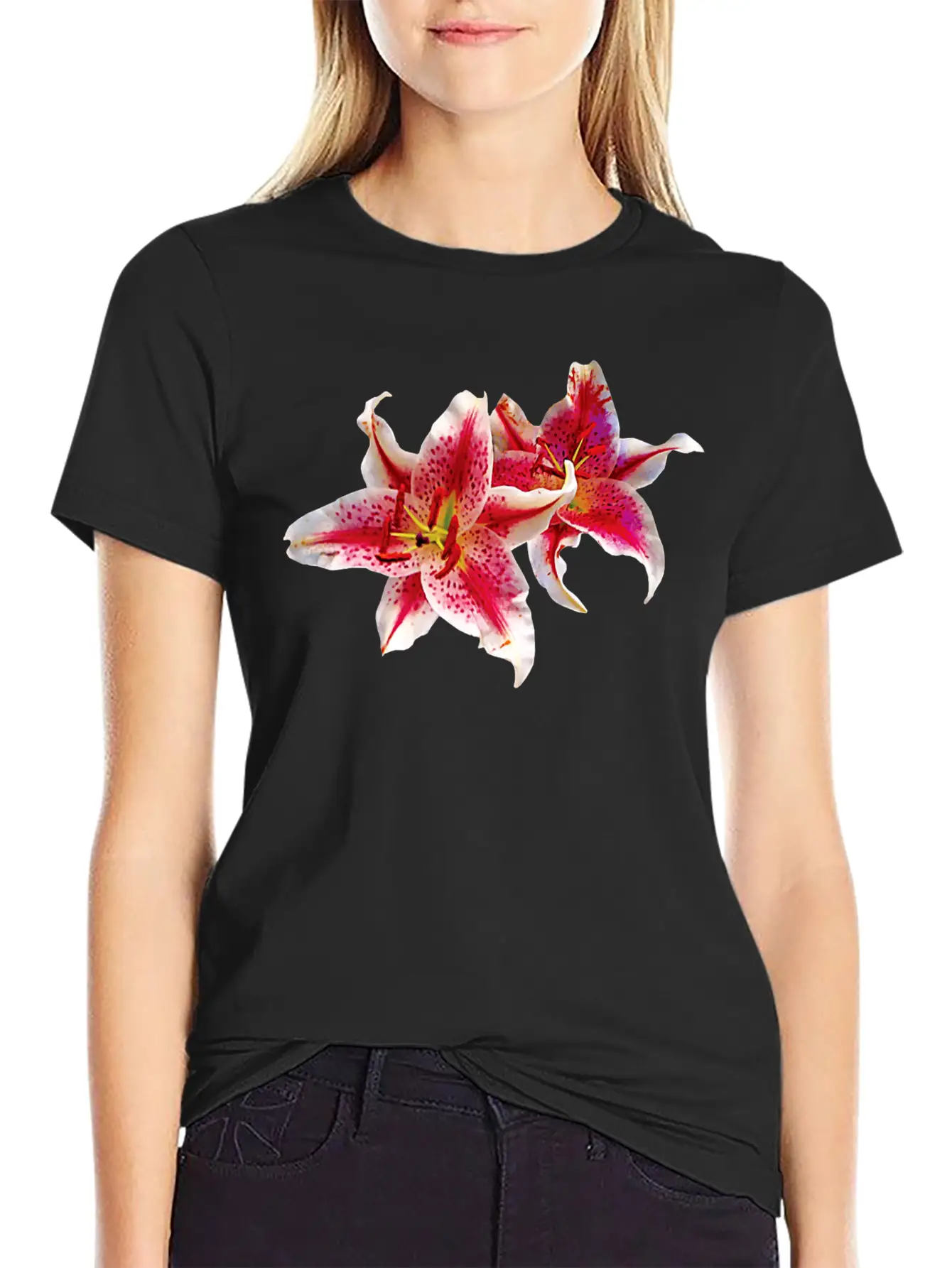 Stargazer Lily Pair Basic Graphic T-Shirt – Daily Comfort In Soft Cotton