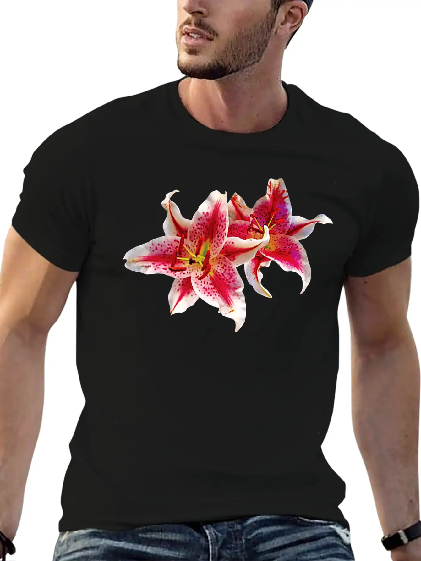Stargazer Lily Pair Basic Graphic T-Shirt – Daily Comfort In Soft Cotton