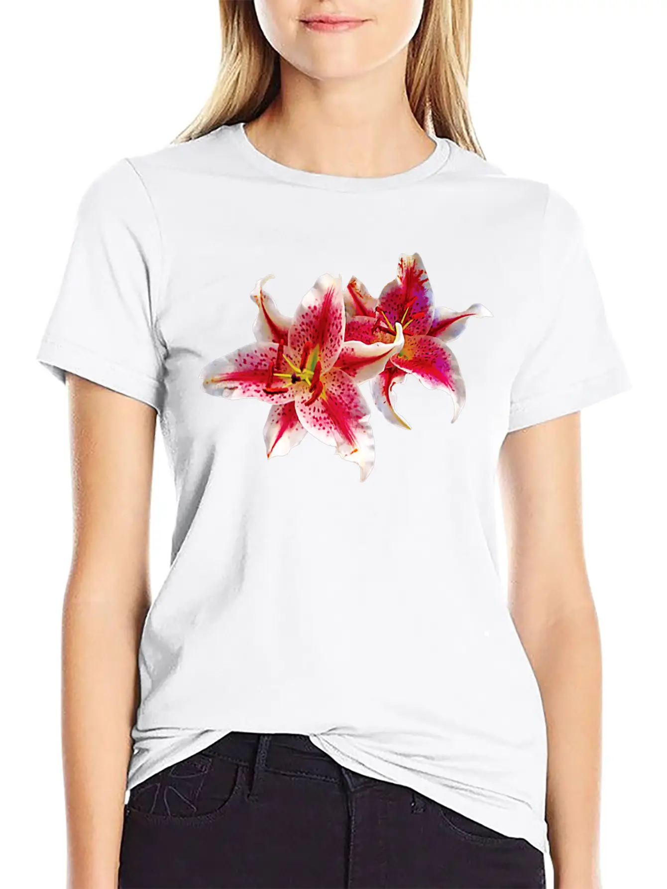 Stargazer Lily Pair Basic Graphic T-Shirt – Daily Comfort In Soft Cotton