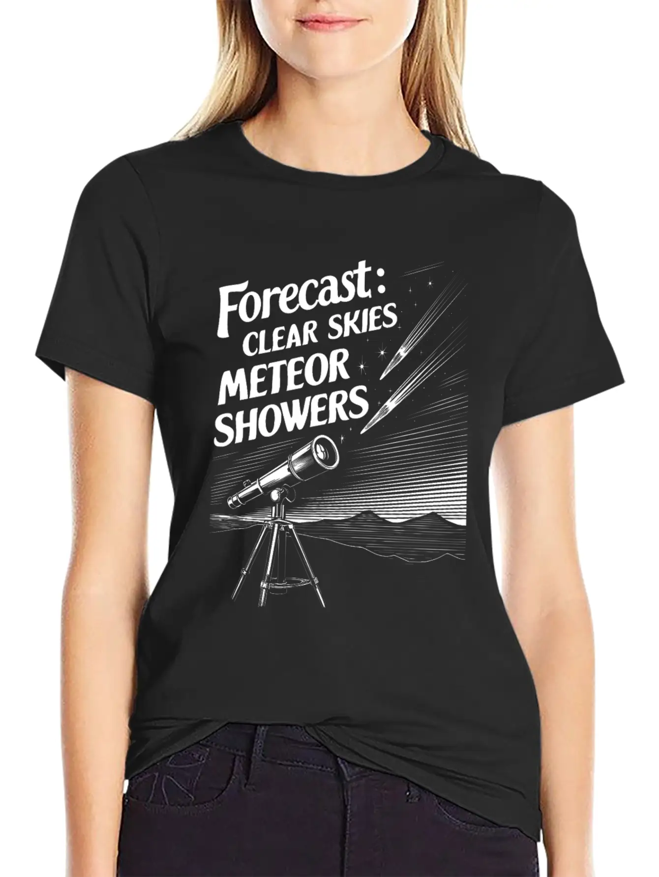 Stargazing Adventures Under The Meteor Shower Lightweight Cotton T-Shirt – Daily Comfort Graphic Shirt