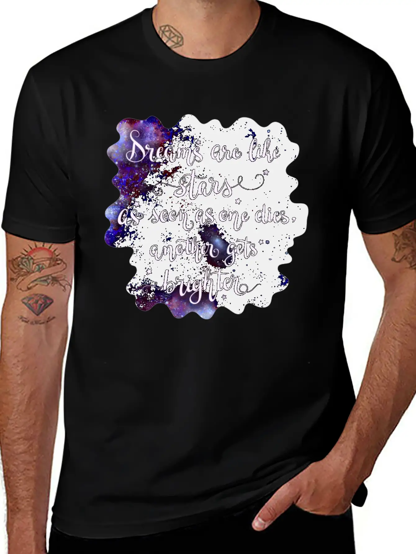 Starry Quotes Galaxy Motivational Quote Dreams Modern Fit Casual T-Shirt – Clean And Versatile Design