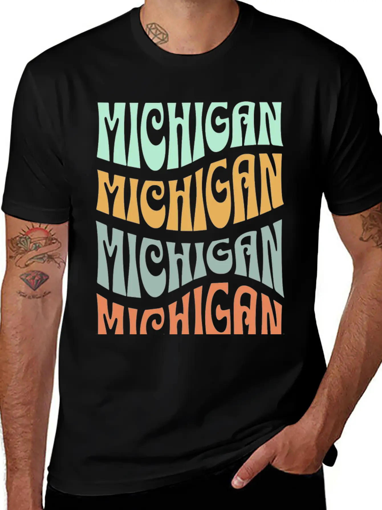 State Of Michigan Retro Aesthetic Groovy Font Unisex Casual T-Shirt – Clean Design For Daily Comfort