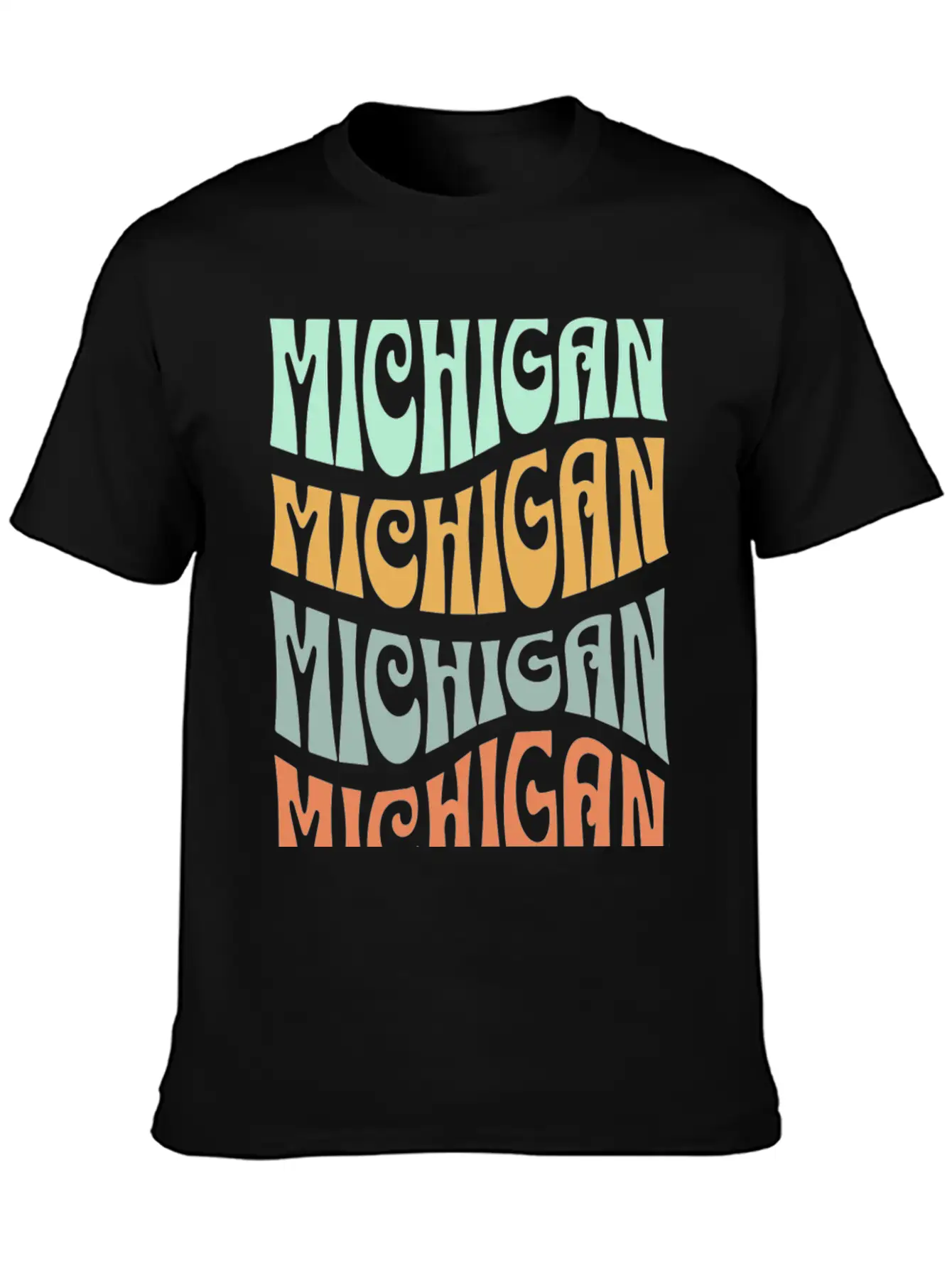 State Of Michigan Retro Aesthetic Groovy Font Unisex Casual T-Shirt – Clean Design For Daily Comfort