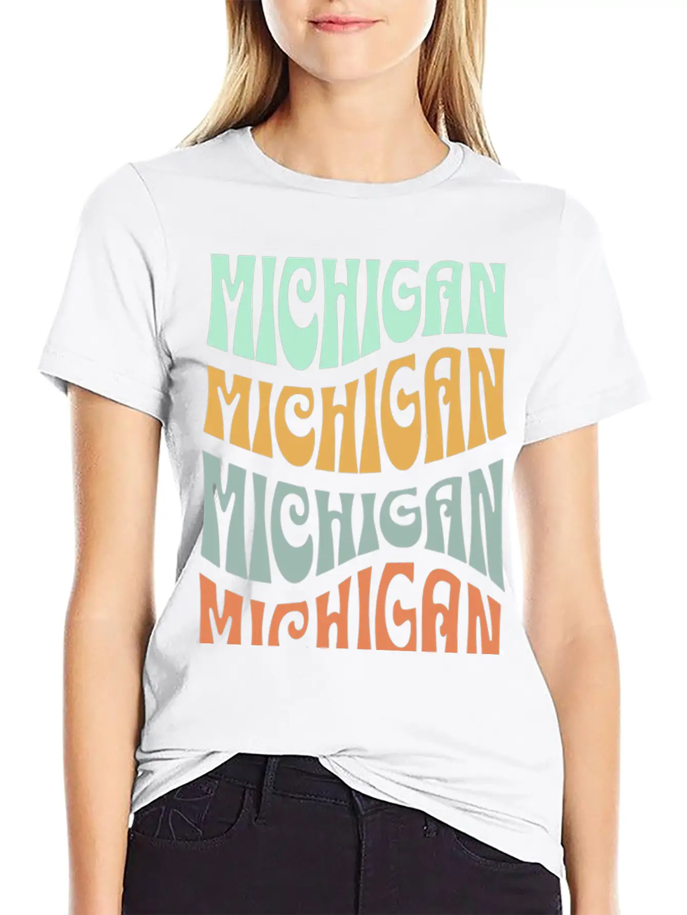 State Of Michigan Retro Aesthetic Groovy Font Unisex Casual T-Shirt – Clean Design For Daily Comfort