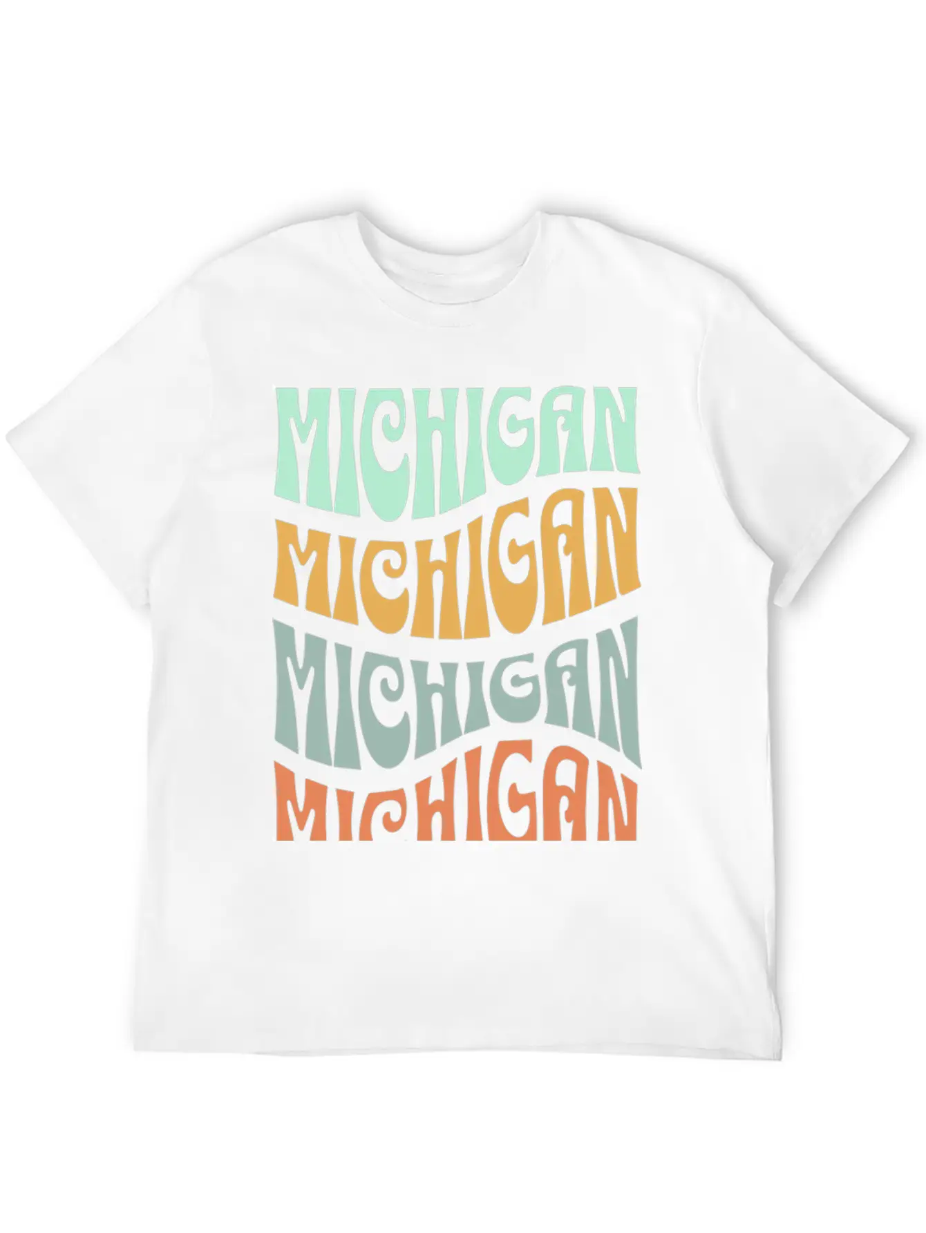 State Of Michigan Retro Aesthetic Groovy Font Unisex Casual T-Shirt – Clean Design For Daily Comfort
