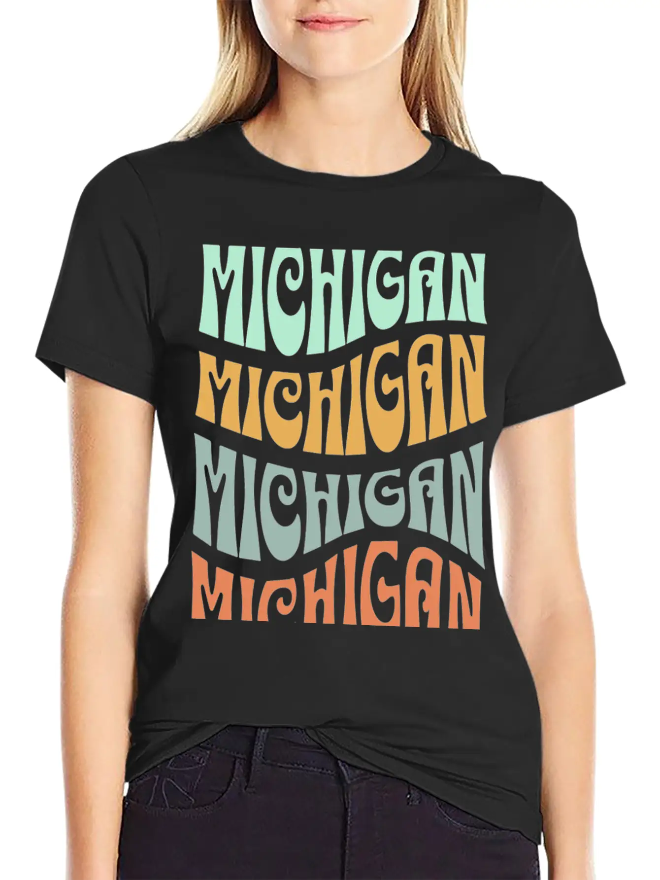 State Of Michigan Retro Aesthetic Groovy Font Unisex Casual T-Shirt – Clean Design For Daily Comfort