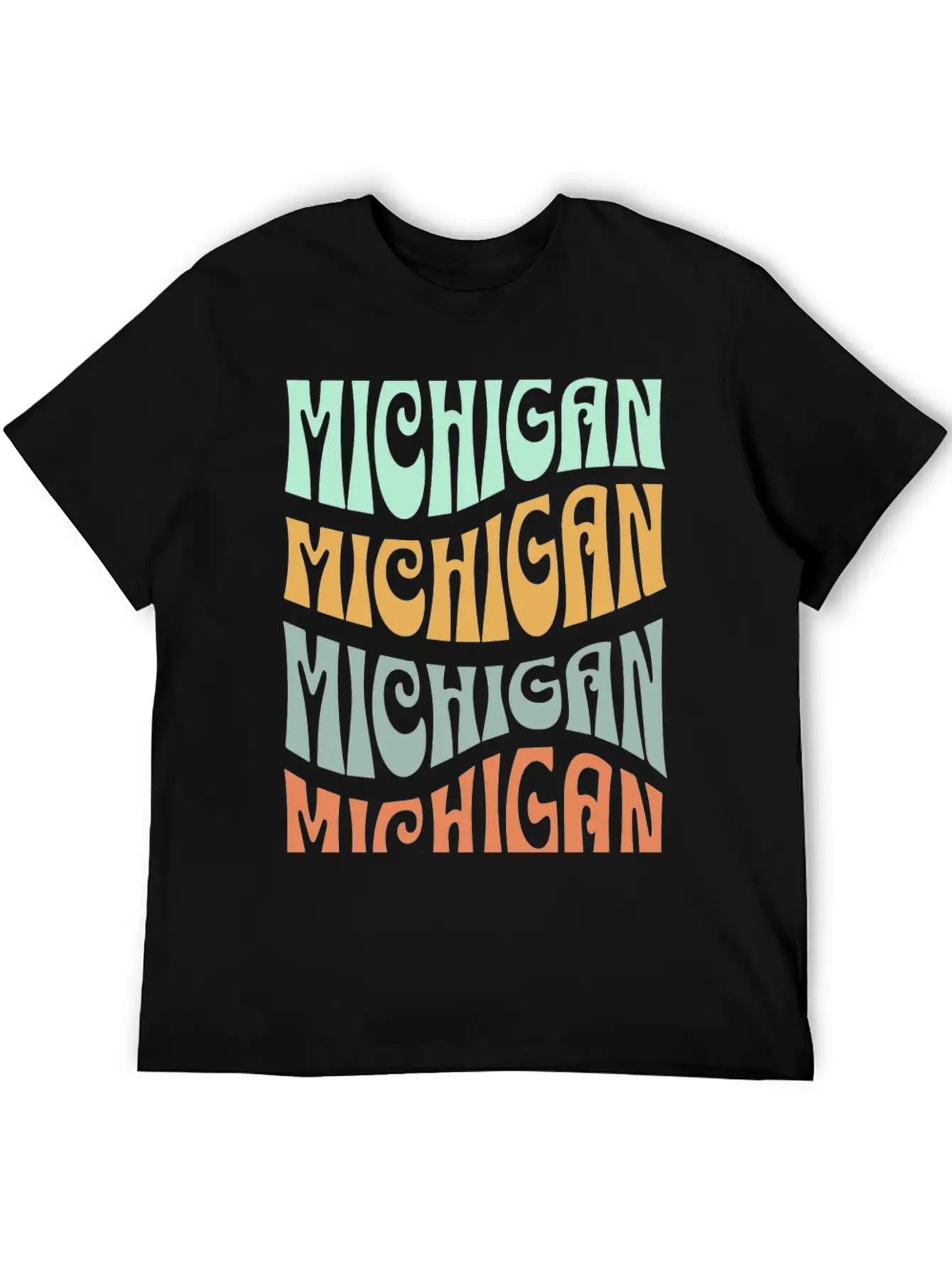 State Of Michigan Retro Aesthetic Groovy Font Unisex Casual T-Shirt – Clean Design For Daily Comfort