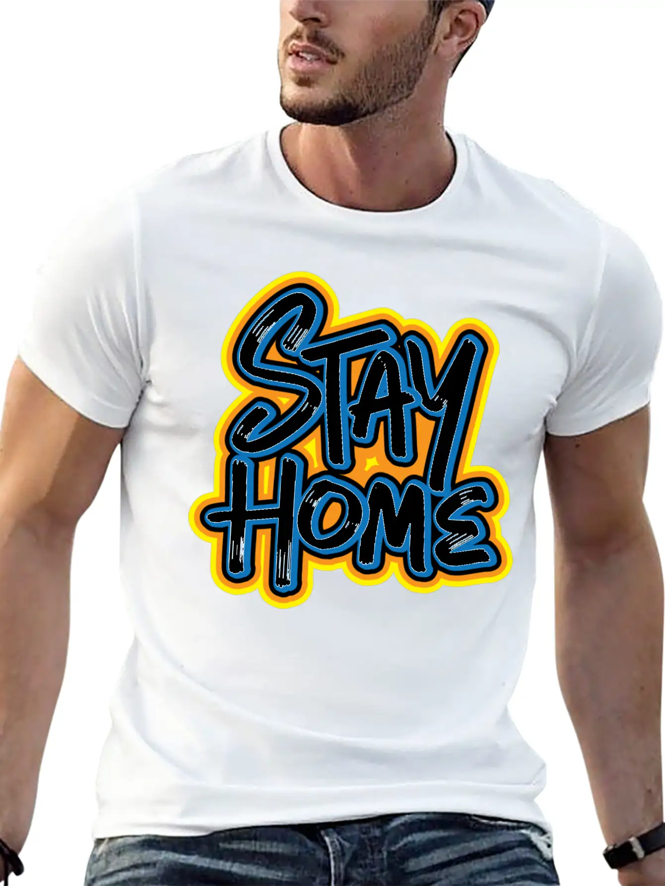 Stay Home Graffiti Basic Graphic T-Shirt – Daily Comfort In Soft Cotton
