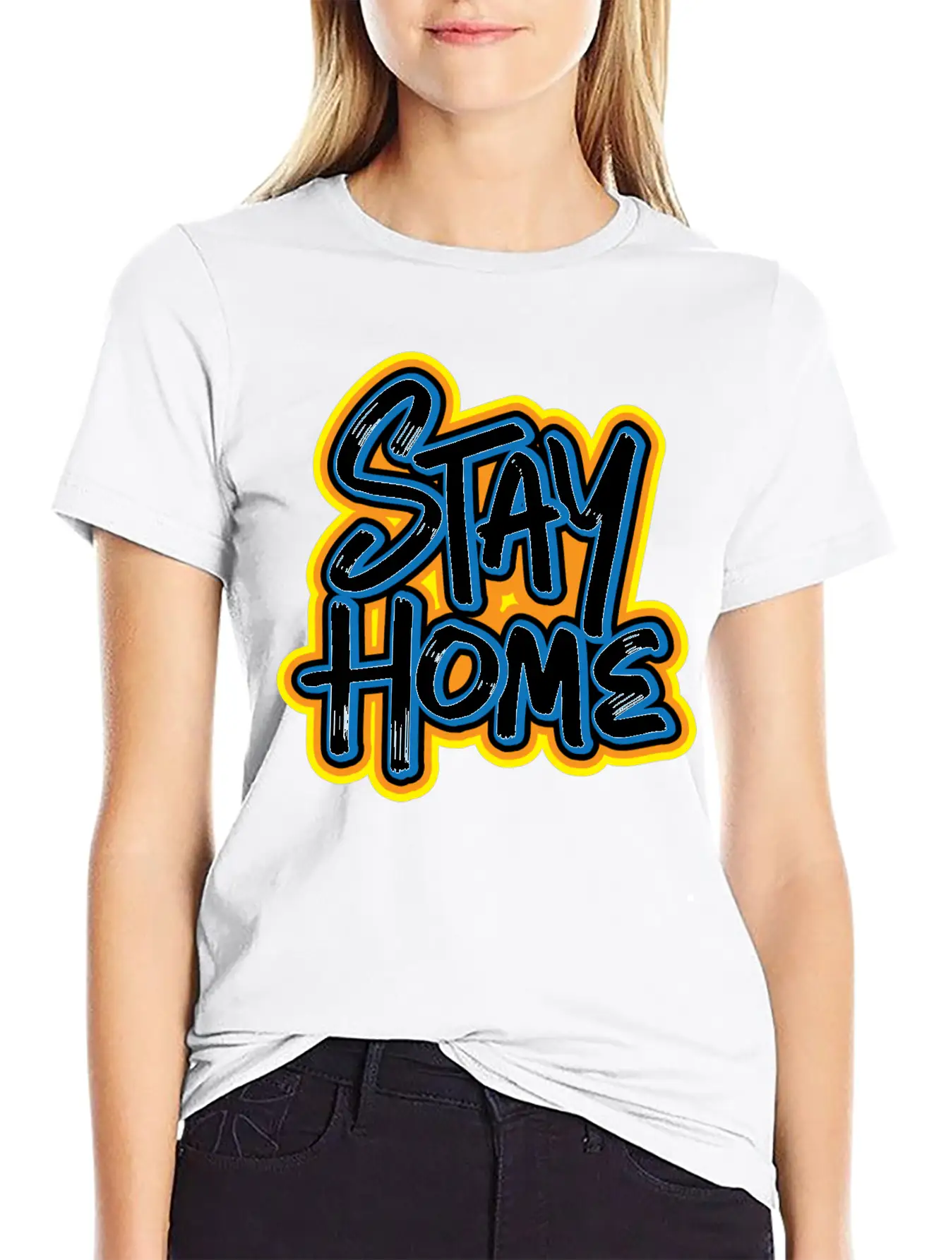 Stay Home Graffiti Basic Graphic T-Shirt – Daily Comfort In Soft Cotton