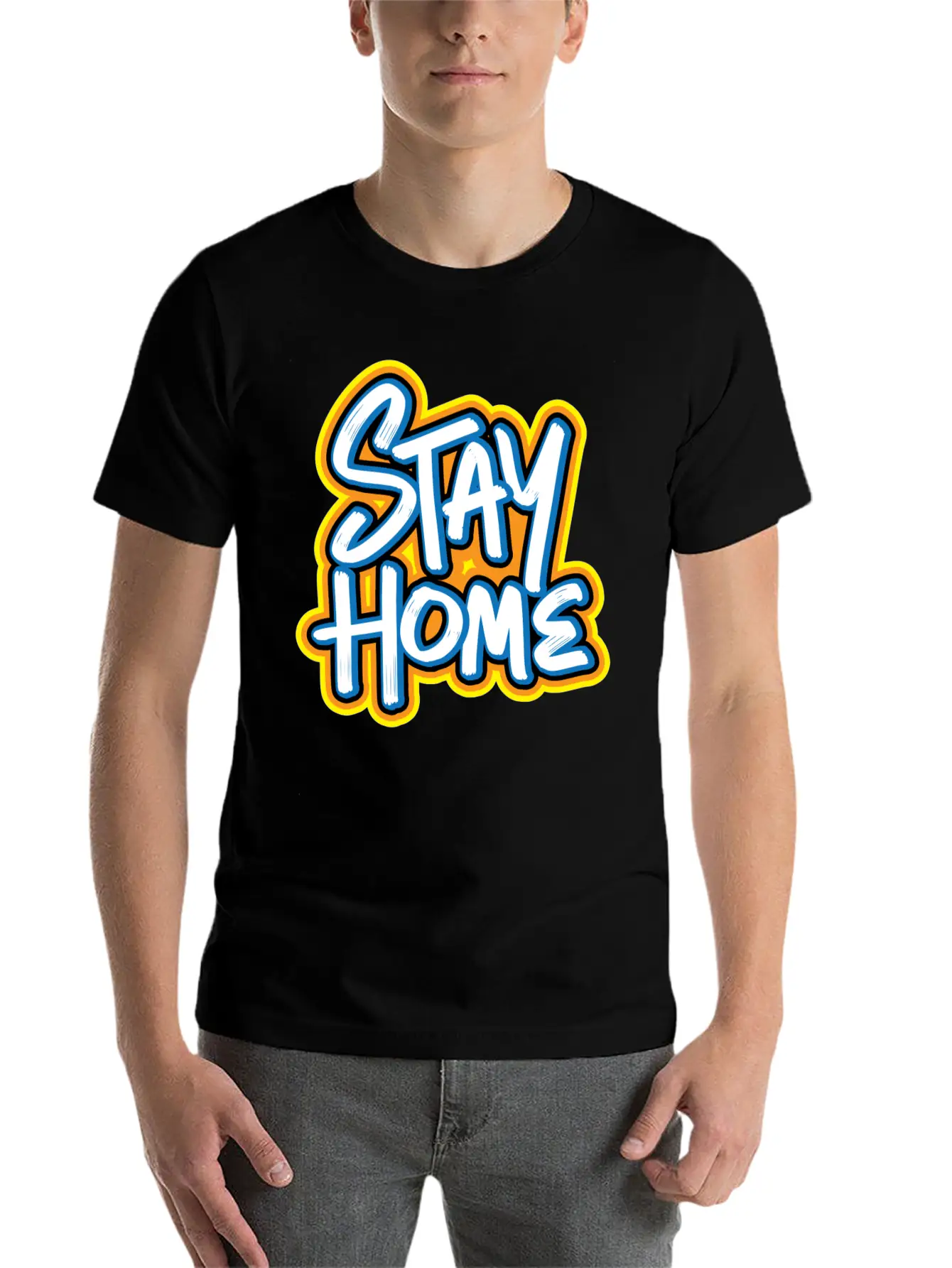 Stay Home Graffiti Classic Fit Graphic Tee For Daily Comfort – Unisex Cotton Shirt