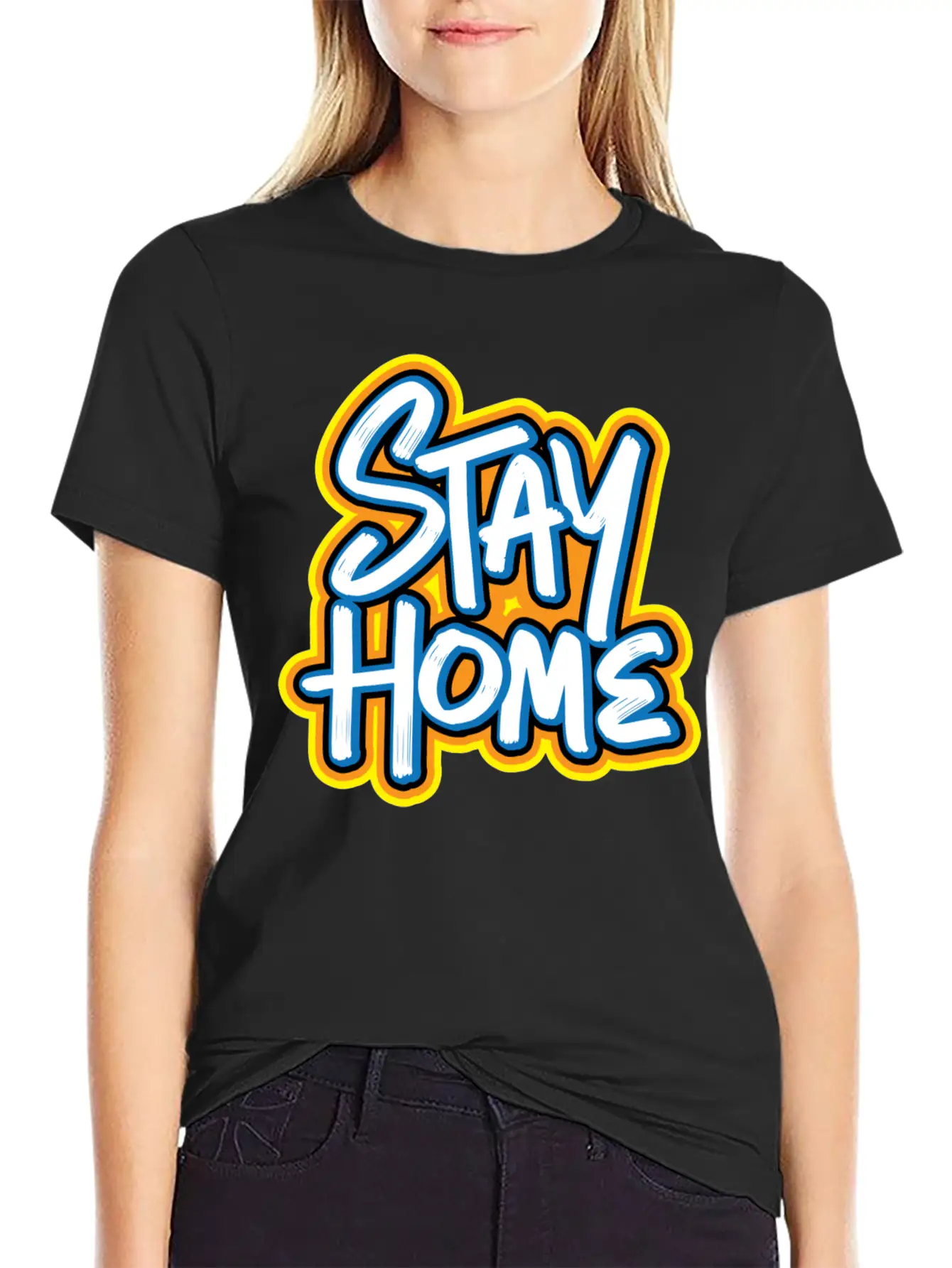 Stay Home Graffiti Classic Fit Graphic Tee For Daily Comfort – Unisex Cotton Shirt