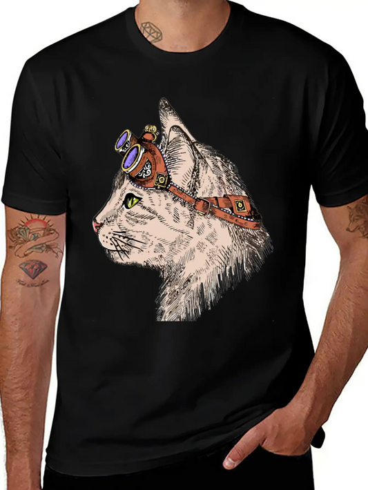 Steam Punk Cat Modern Fit Casual T-Shirt – Clean And Versatile Design