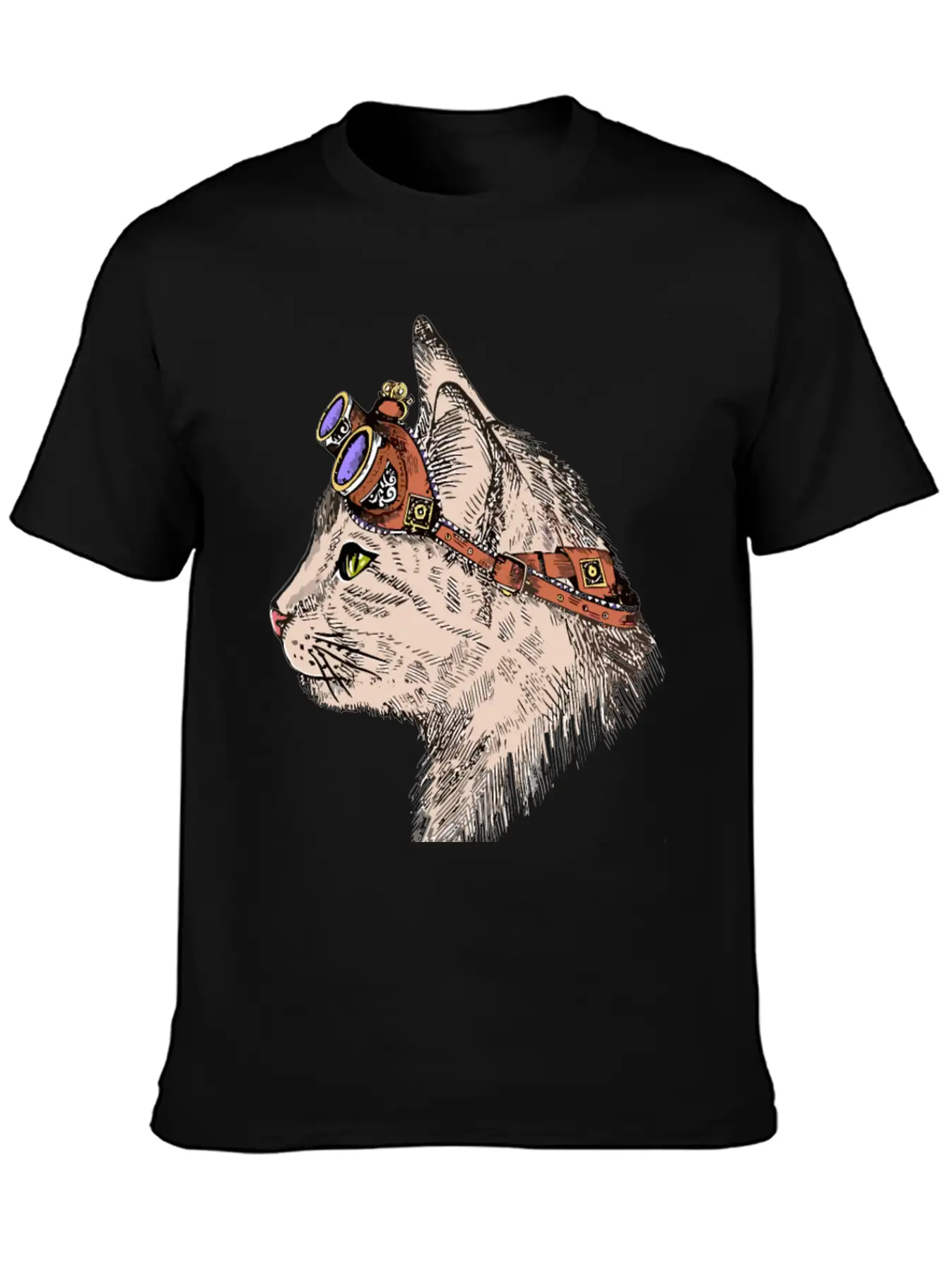 Steam Punk Cat Modern Fit Casual T-Shirt – Clean And Versatile Design