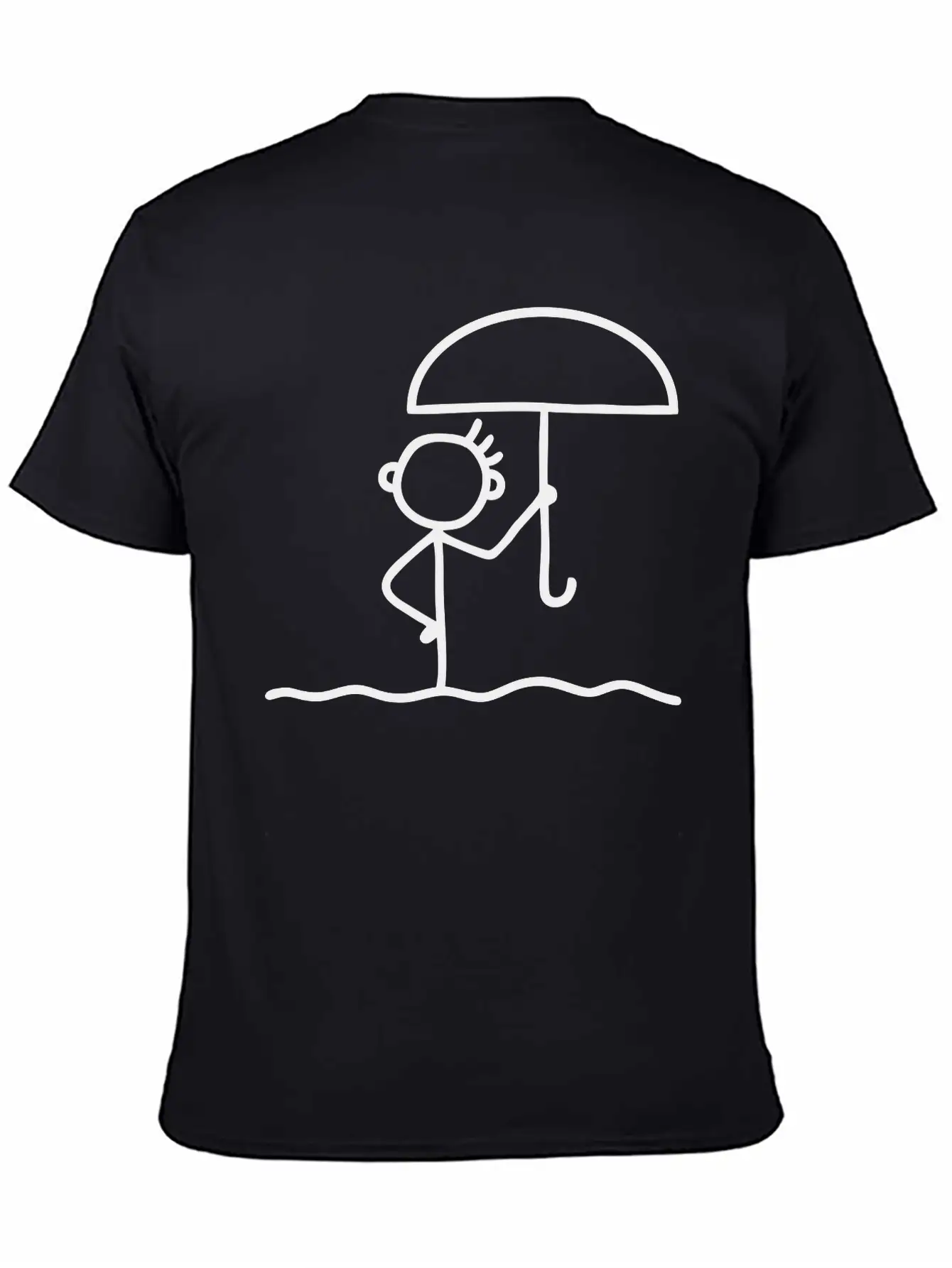 Stick Figure With Umbrella Essential Cotton Tee For Daily Outfits – Unisex Style