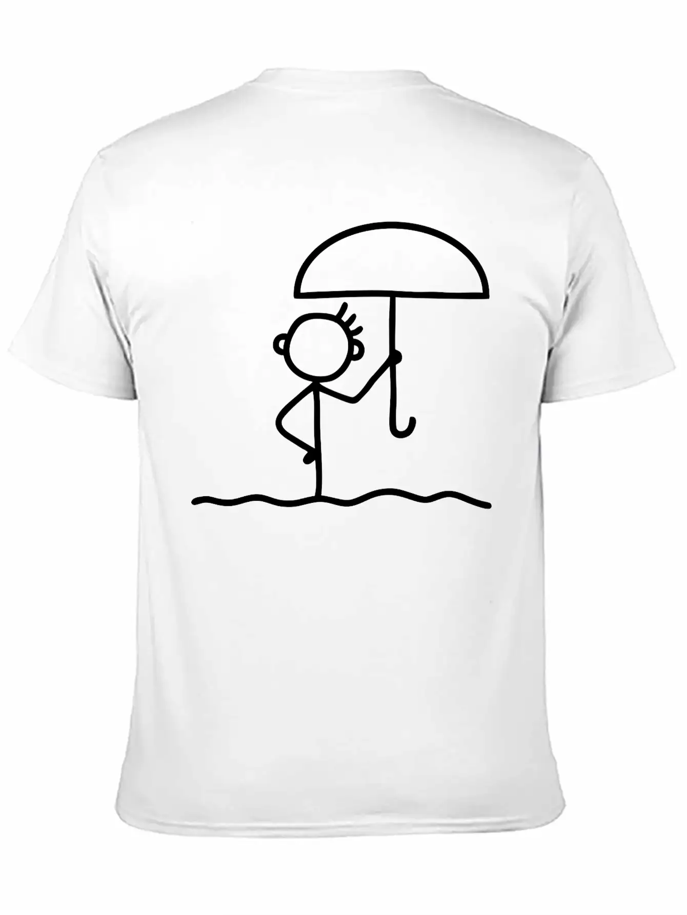 Stick Figure With Umbrella Essential Cotton Tee For Daily Outfits – Unisex Style