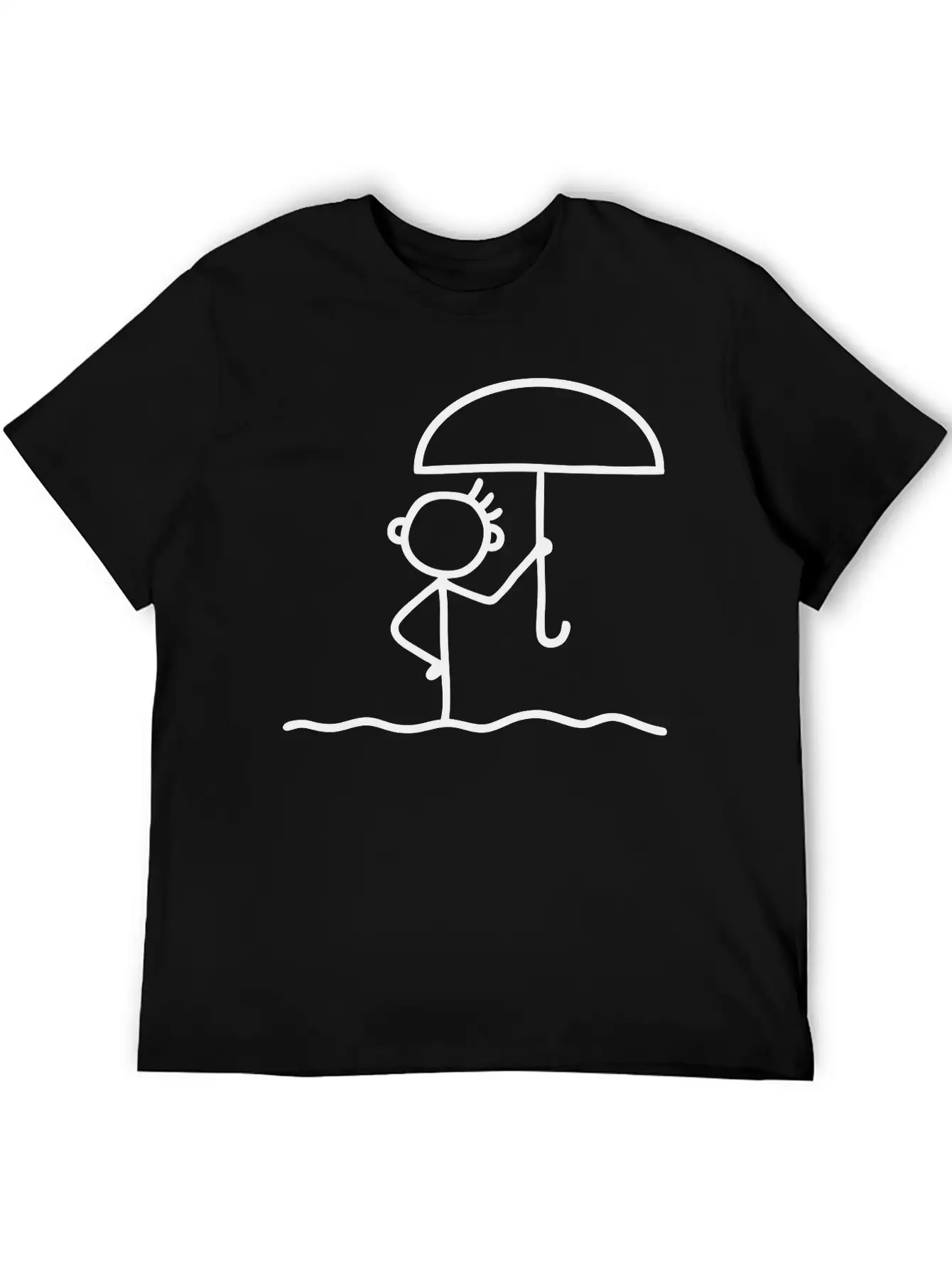 Stick Figure With Umbrella Essential Cotton Tee For Daily Outfits – Unisex Style