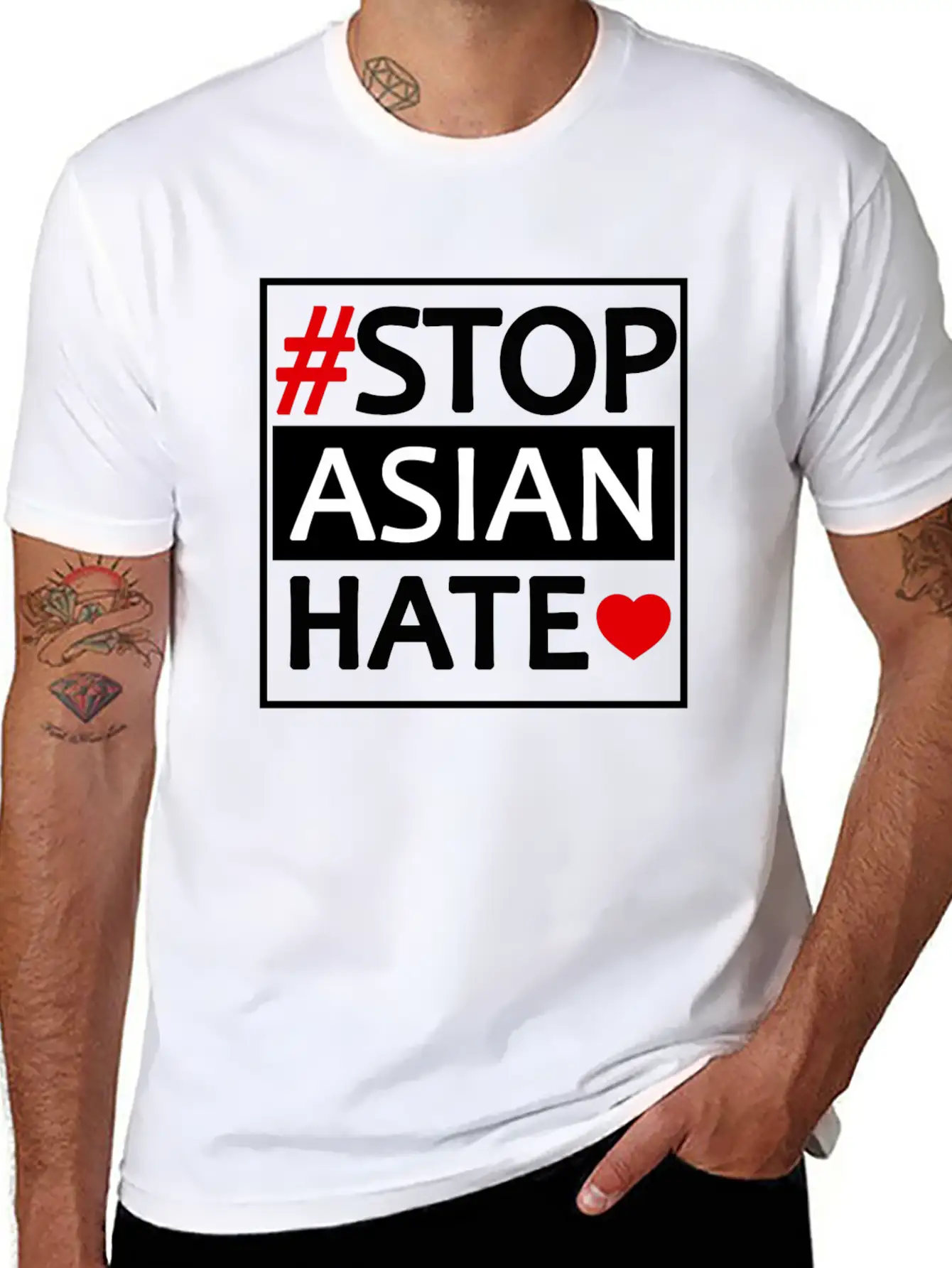 STOP ASIAN HATE Basic Graphic T-Shirt – Daily Comfort In Soft Cotton