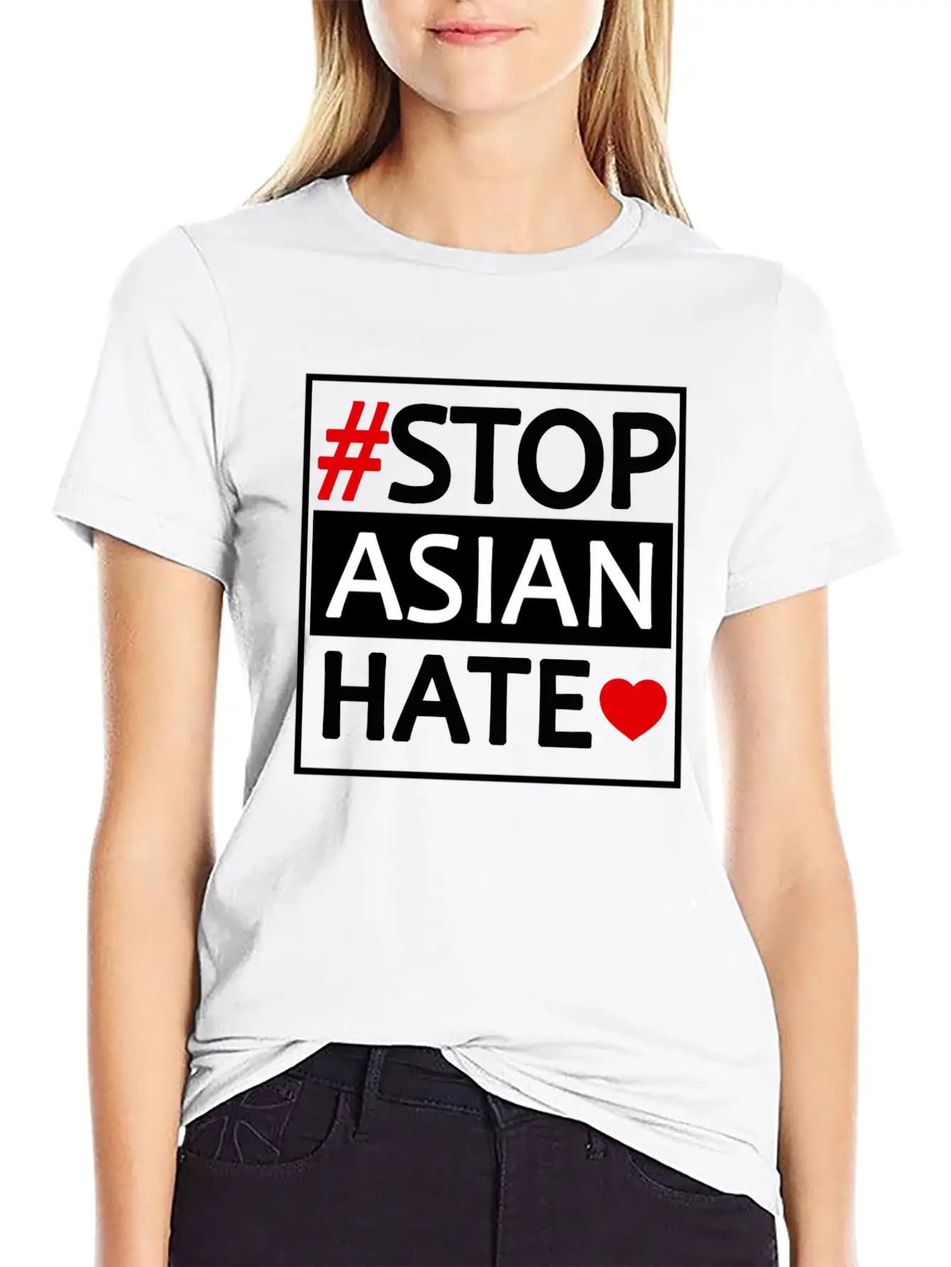 STOP ASIAN HATE Basic Graphic T-Shirt – Daily Comfort In Soft Cotton