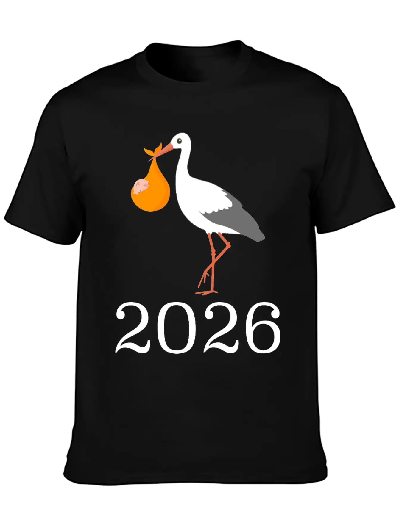 Stork Carrying Baby 2026 Arrival Unisex Casual T-Shirt – Clean Design For Daily Comfort