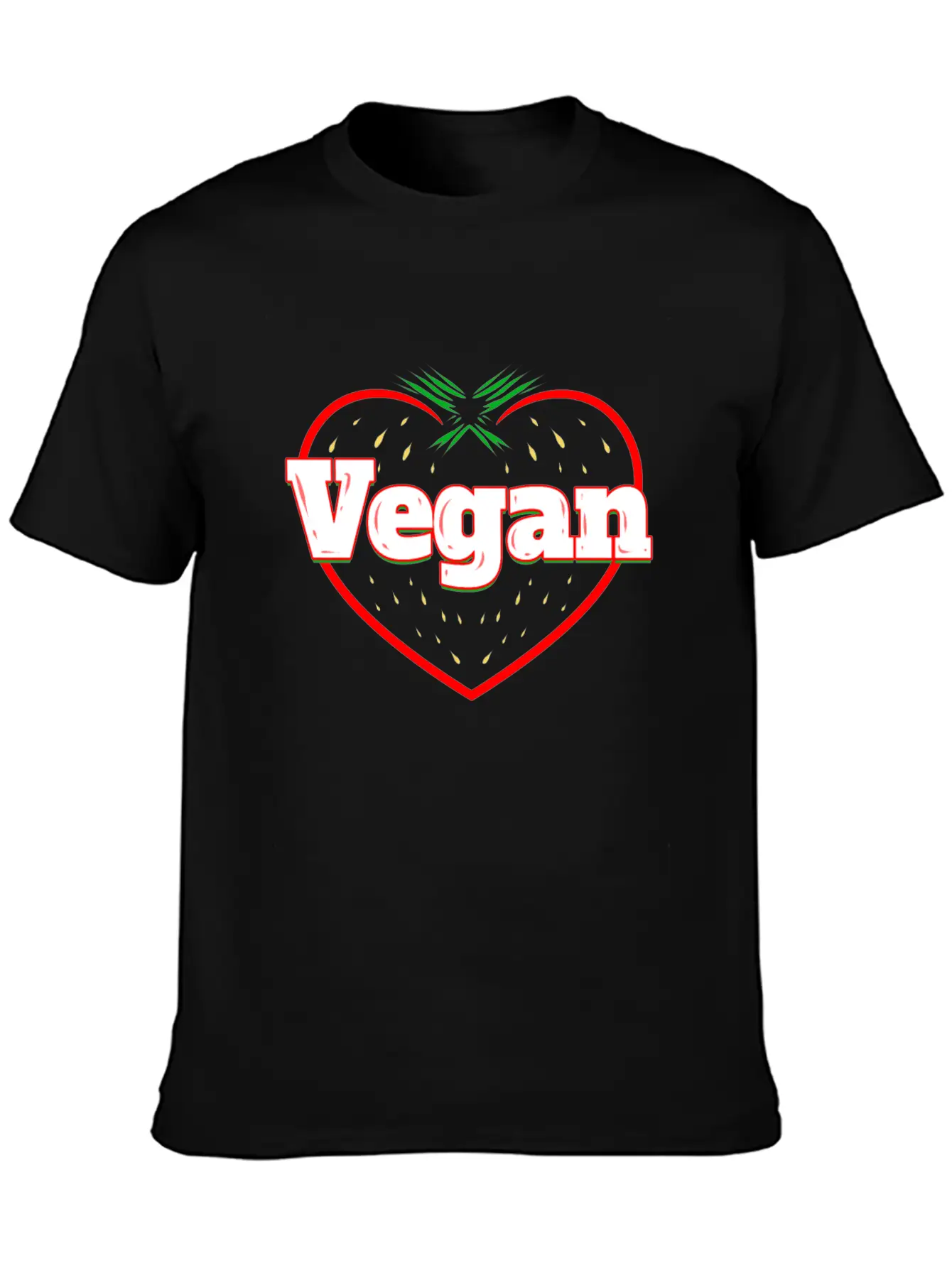 Strawberry Logo For Vegetarians - Go Vegan Essential Cotton Tee For Daily Outfits – Unisex Style