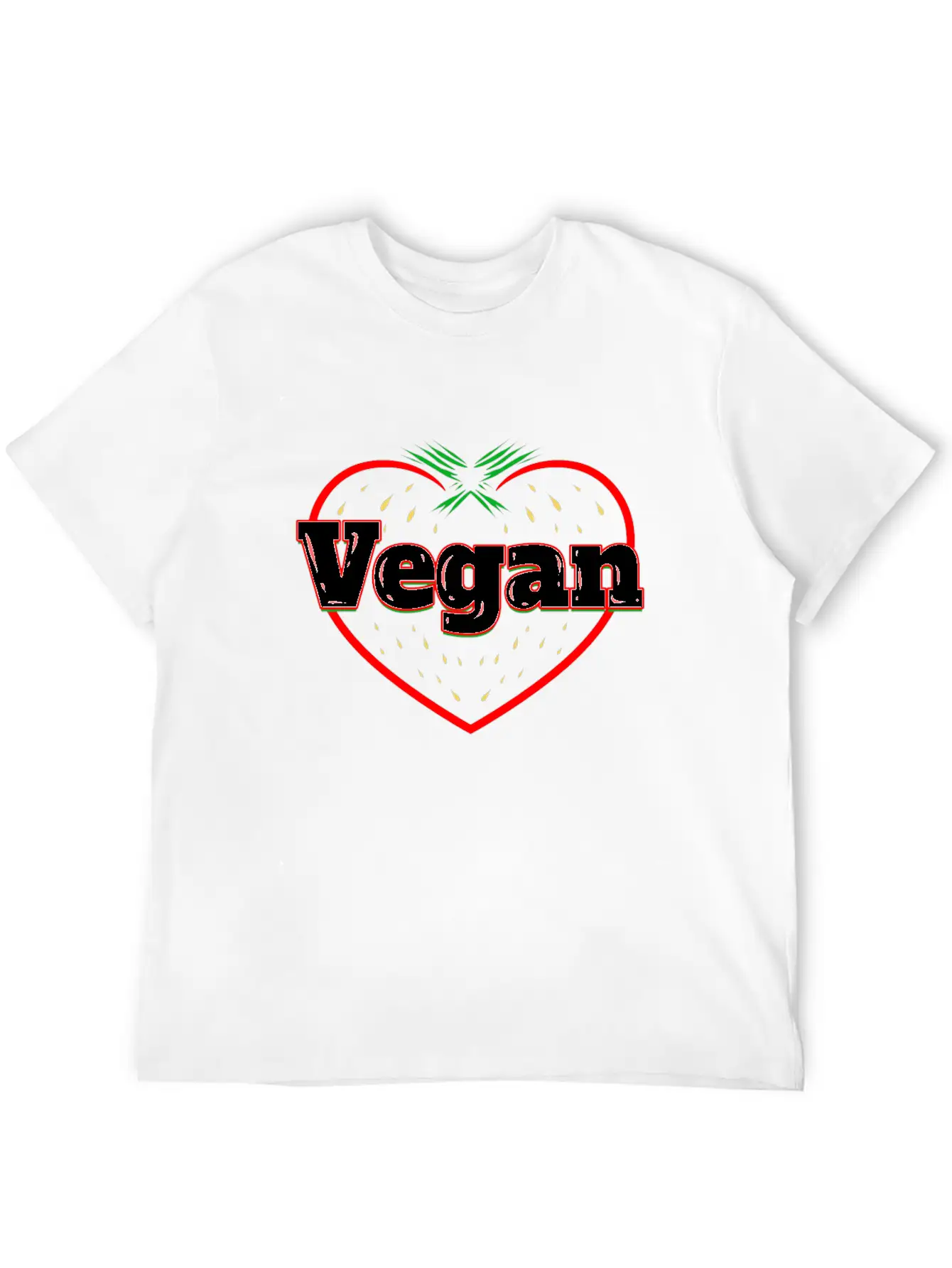 Strawberry Logo For Vegetarians - Go Vegan Essential Cotton Tee For Daily Outfits – Unisex Style