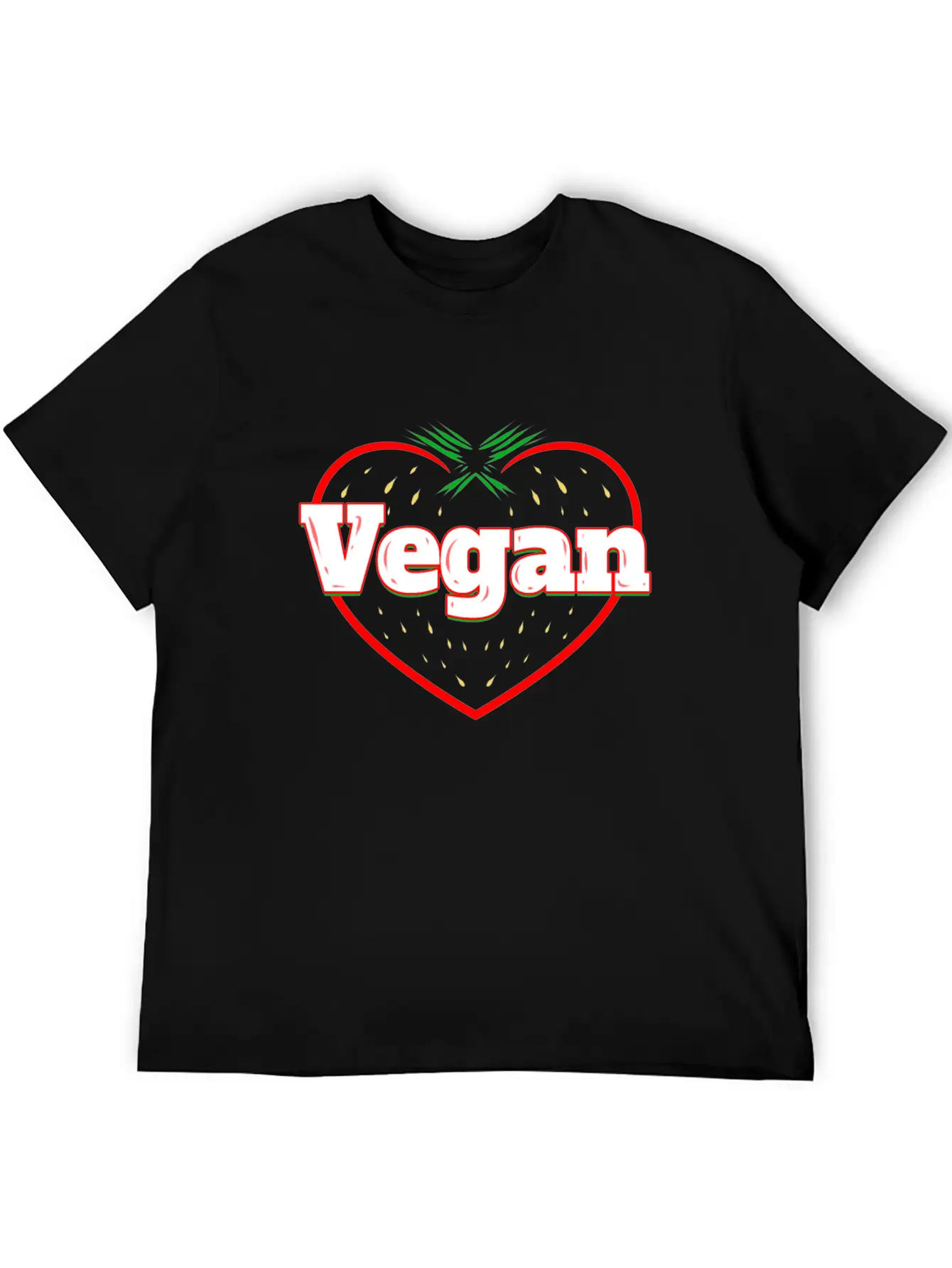 Strawberry Logo For Vegetarians - Go Vegan Essential Cotton Tee For Daily Outfits – Unisex Style