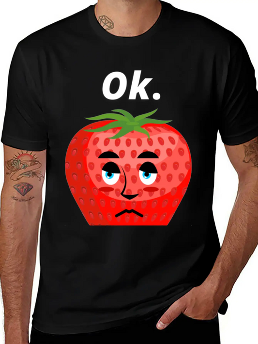 Strawberry Mood Ok Bro Motto Statement Comfortable Minimalist Graphic Tee – Summer Style Essential