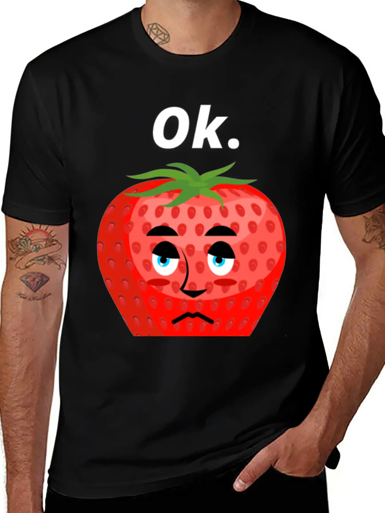 Strawberry Mood Ok Bro Motto Statement Comfortable Minimalist Graphic Tee – Summer Style Essential