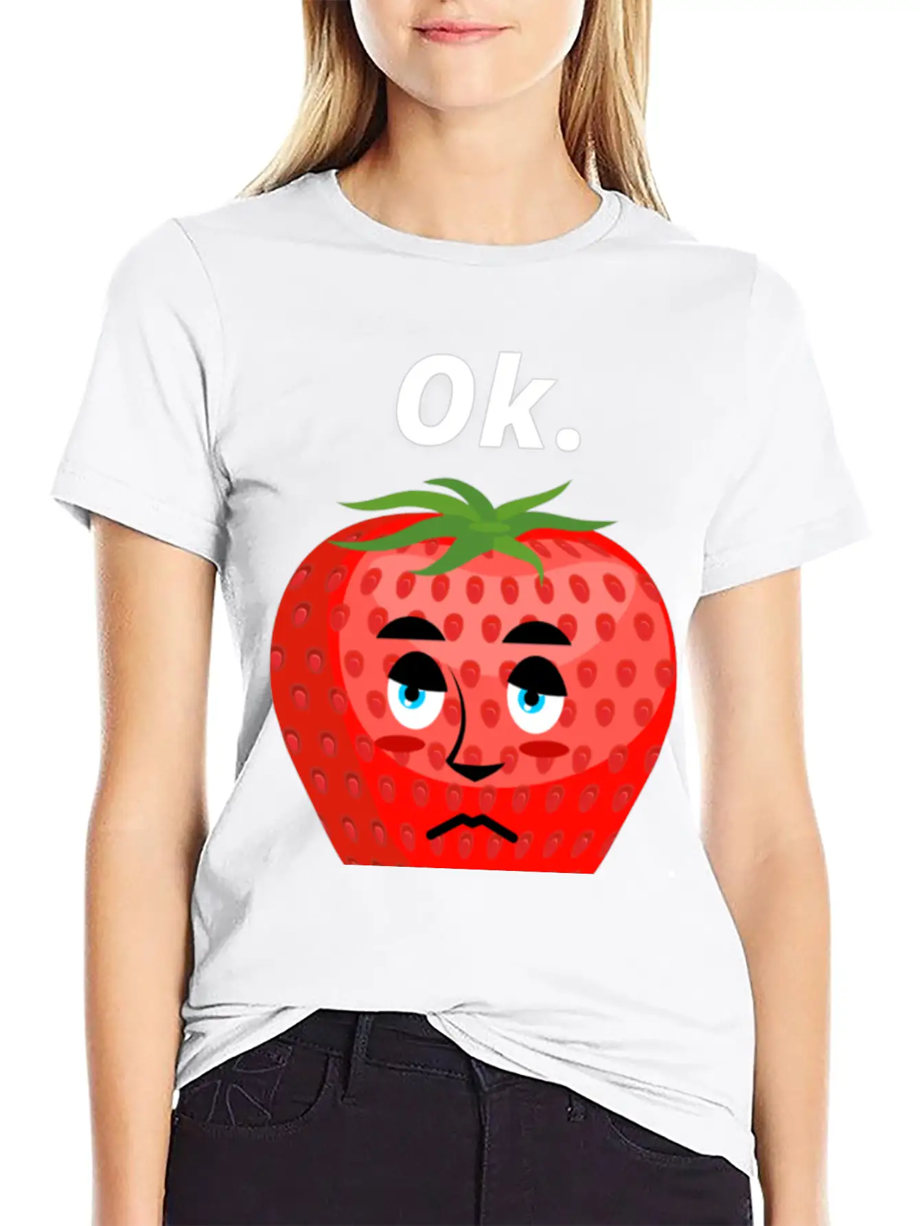 Strawberry Mood Ok Bro Motto Statement Comfortable Minimalist Graphic Tee – Summer Style Essential