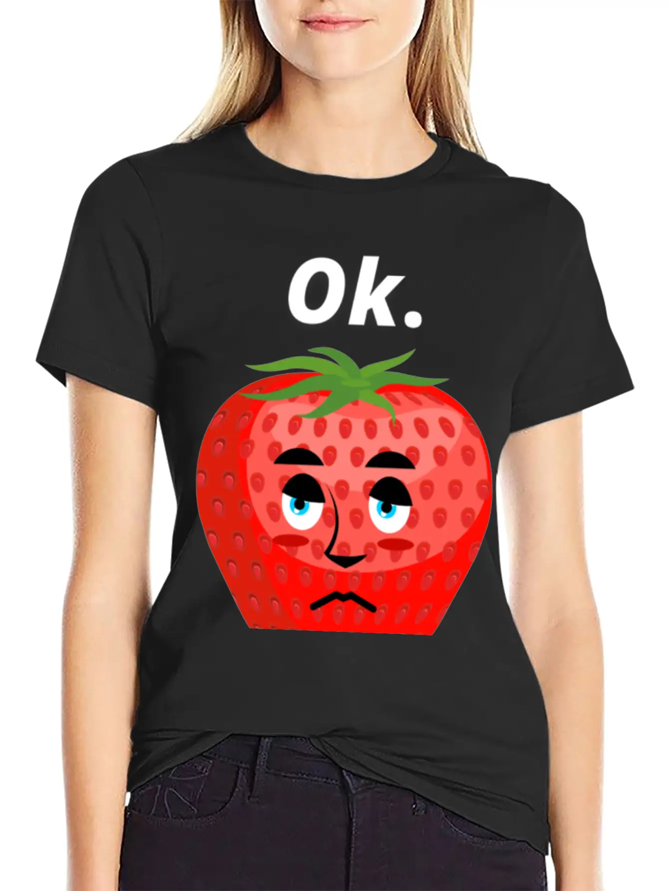 Strawberry Mood Ok Bro Motto Statement Comfortable Minimalist Graphic Tee – Summer Style Essential