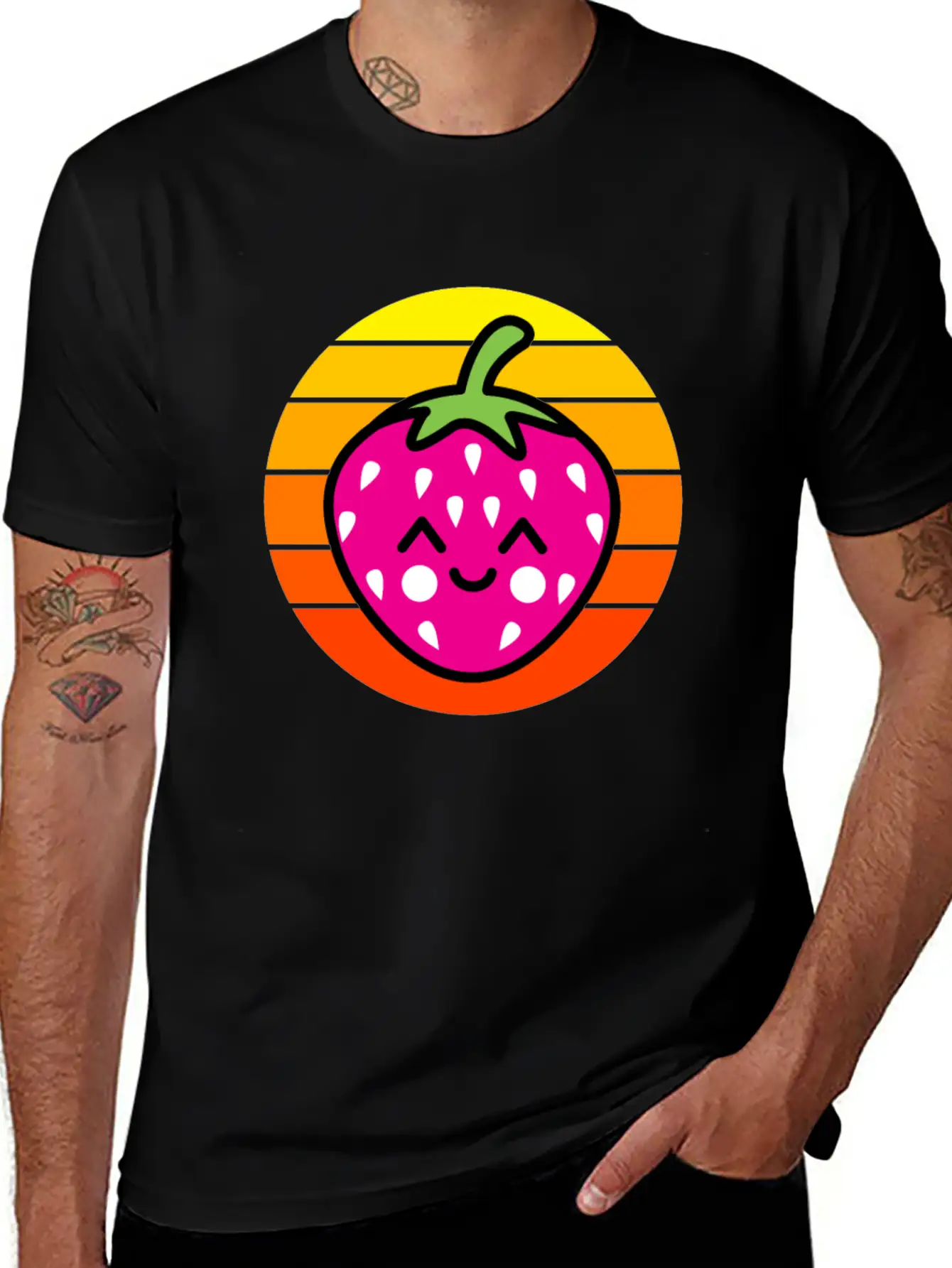 Strawberry Sunset Basic Graphic T-Shirt – Daily Comfort In Soft Cotton