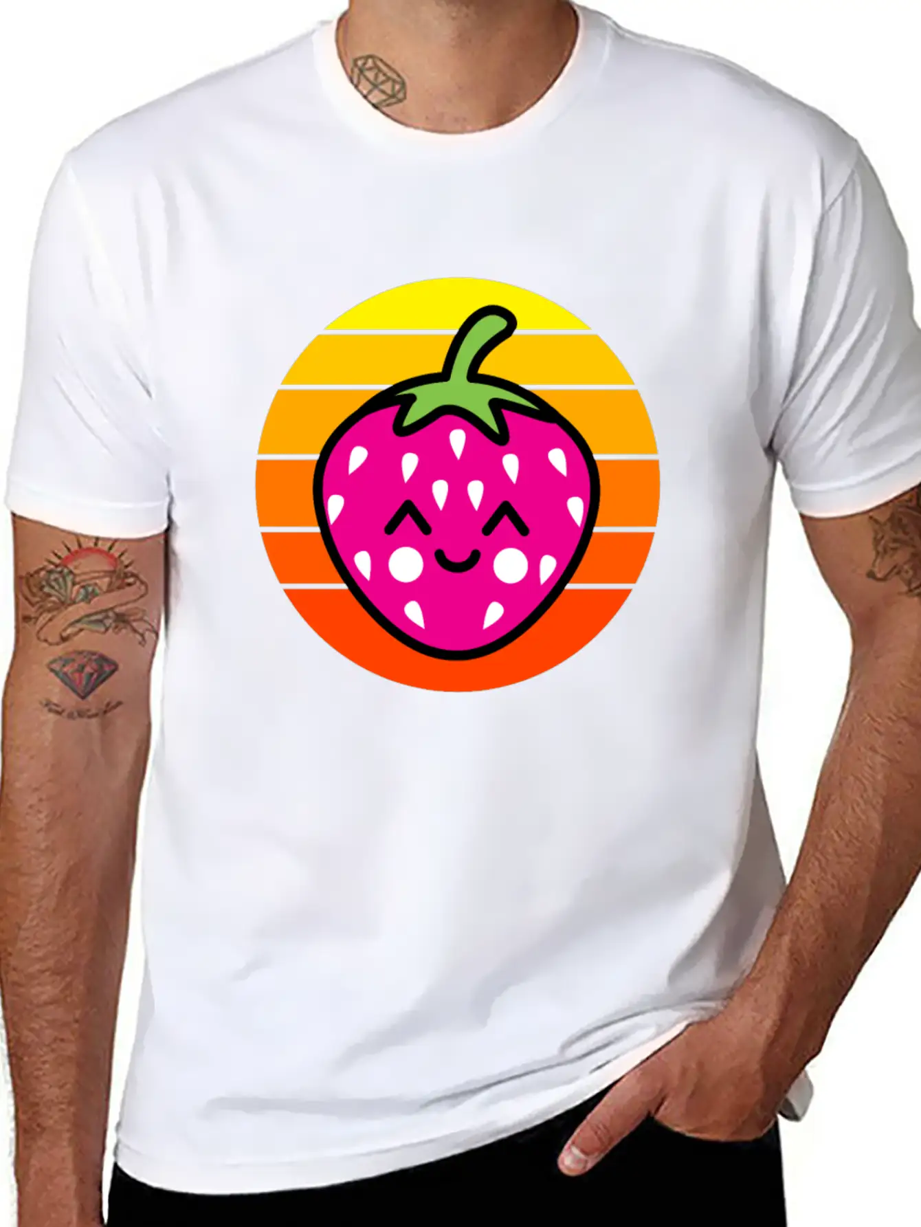 Strawberry Sunset Basic Graphic T-Shirt – Daily Comfort In Soft Cotton
