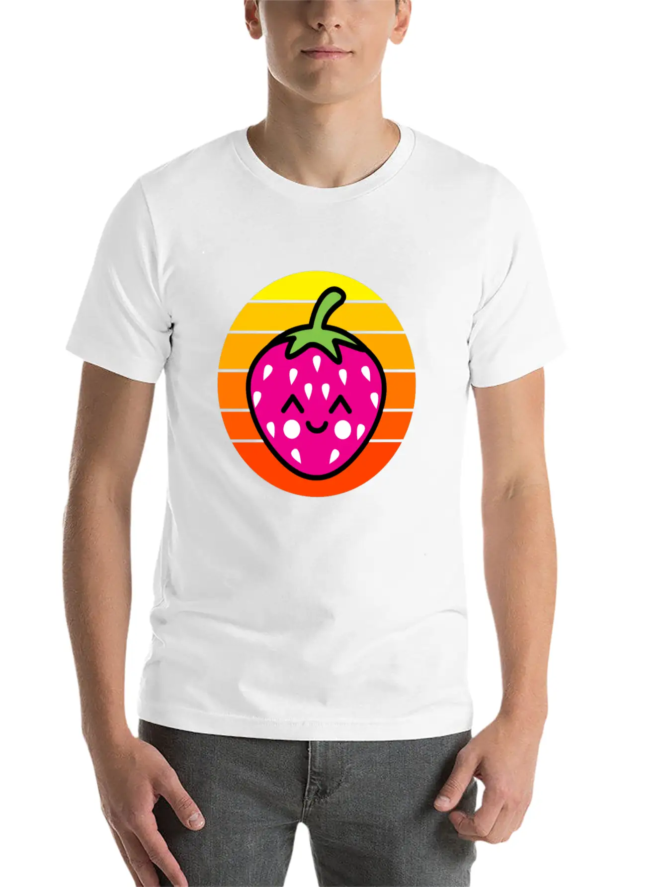 Strawberry Sunset Basic Graphic T-Shirt – Daily Comfort In Soft Cotton