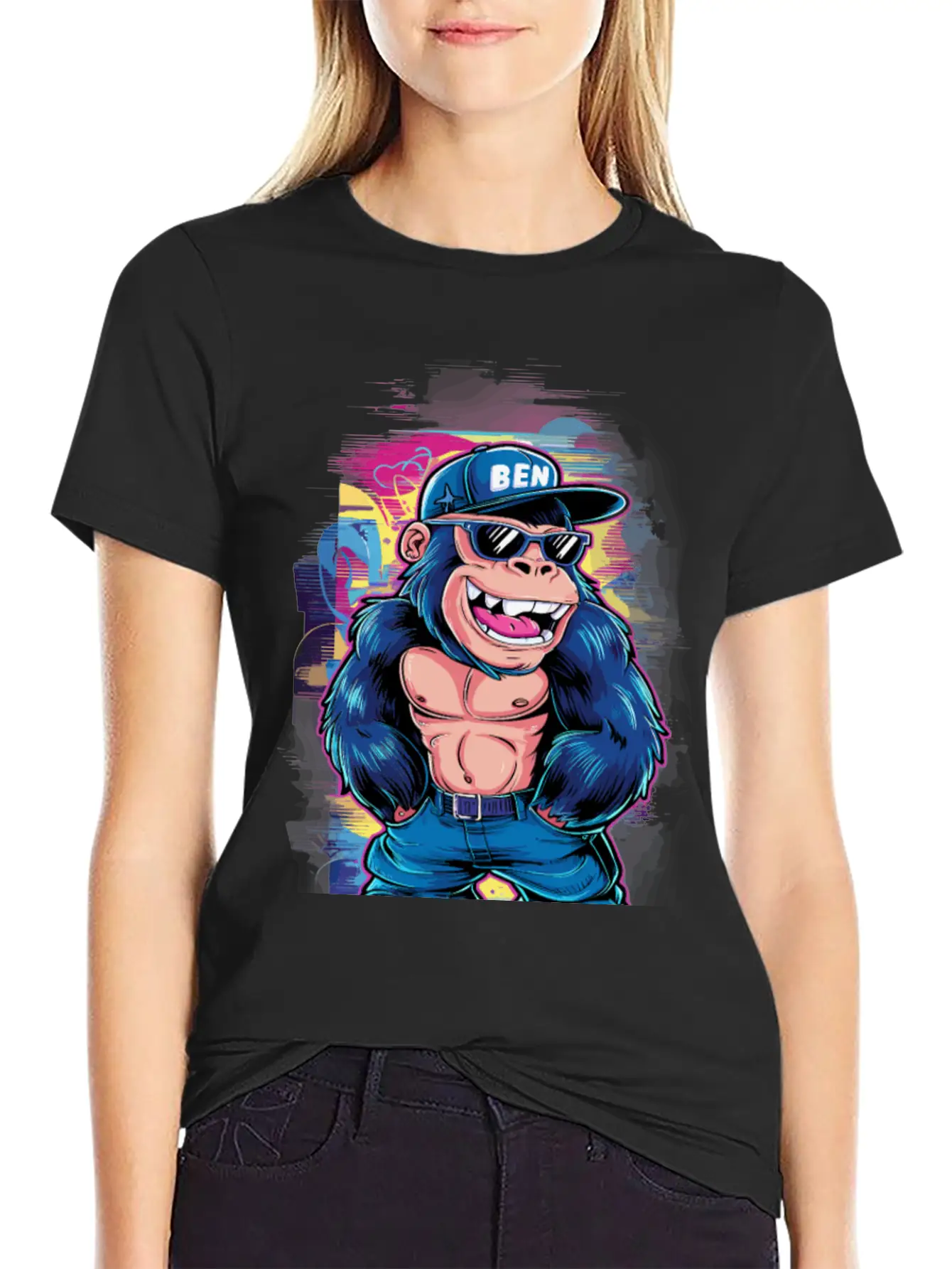 Street Art Gorilla Music Relaxed Everyday Tee – Lightweight And Durable Cotton