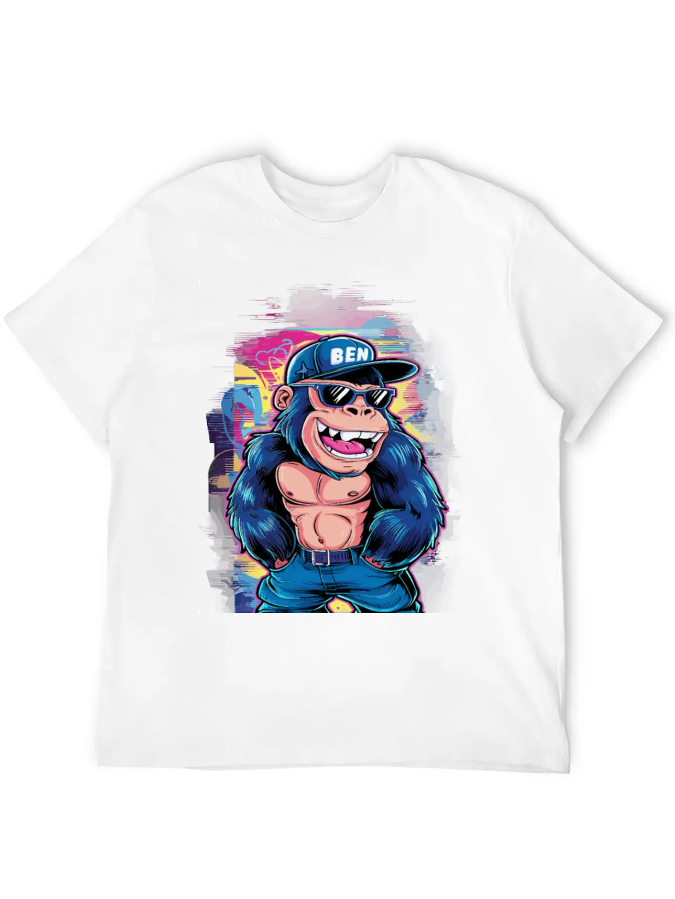 Street Art Gorilla Music Relaxed Everyday Tee – Lightweight And Durable Cotton