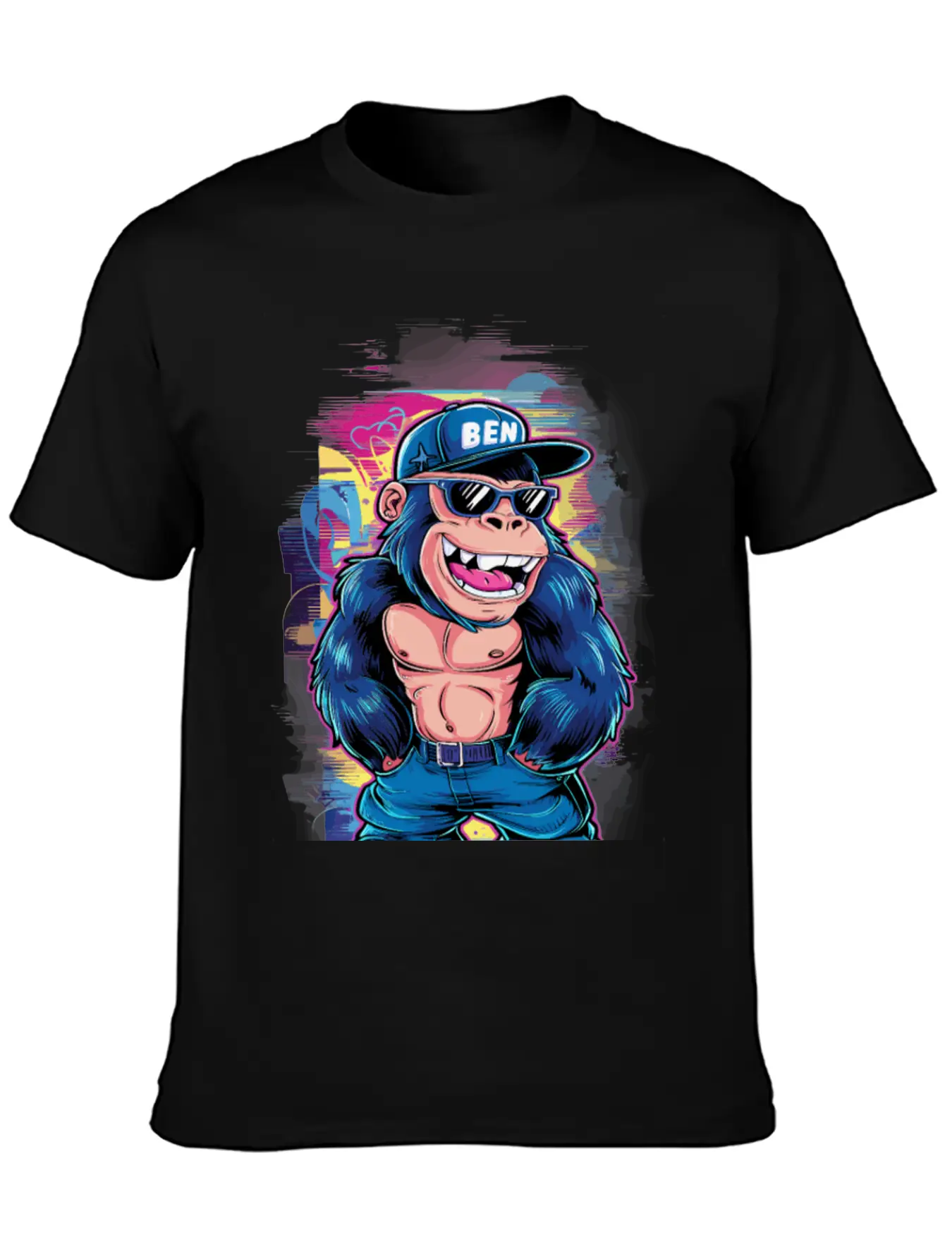 Street Art Gorilla Music Relaxed Everyday Tee – Lightweight And Durable Cotton
