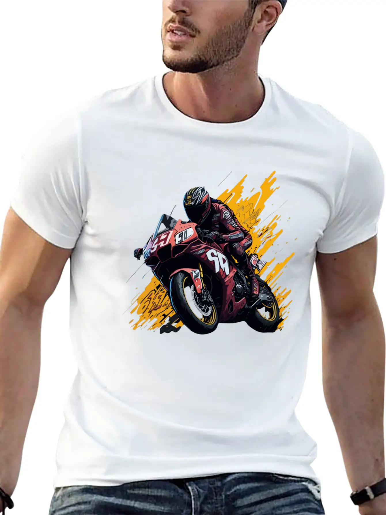 Street Art Racer: Graffiti-Charged MotoGP Thrills Unisex Casual T-Shirt ��� Clean Design For Daily Comfort