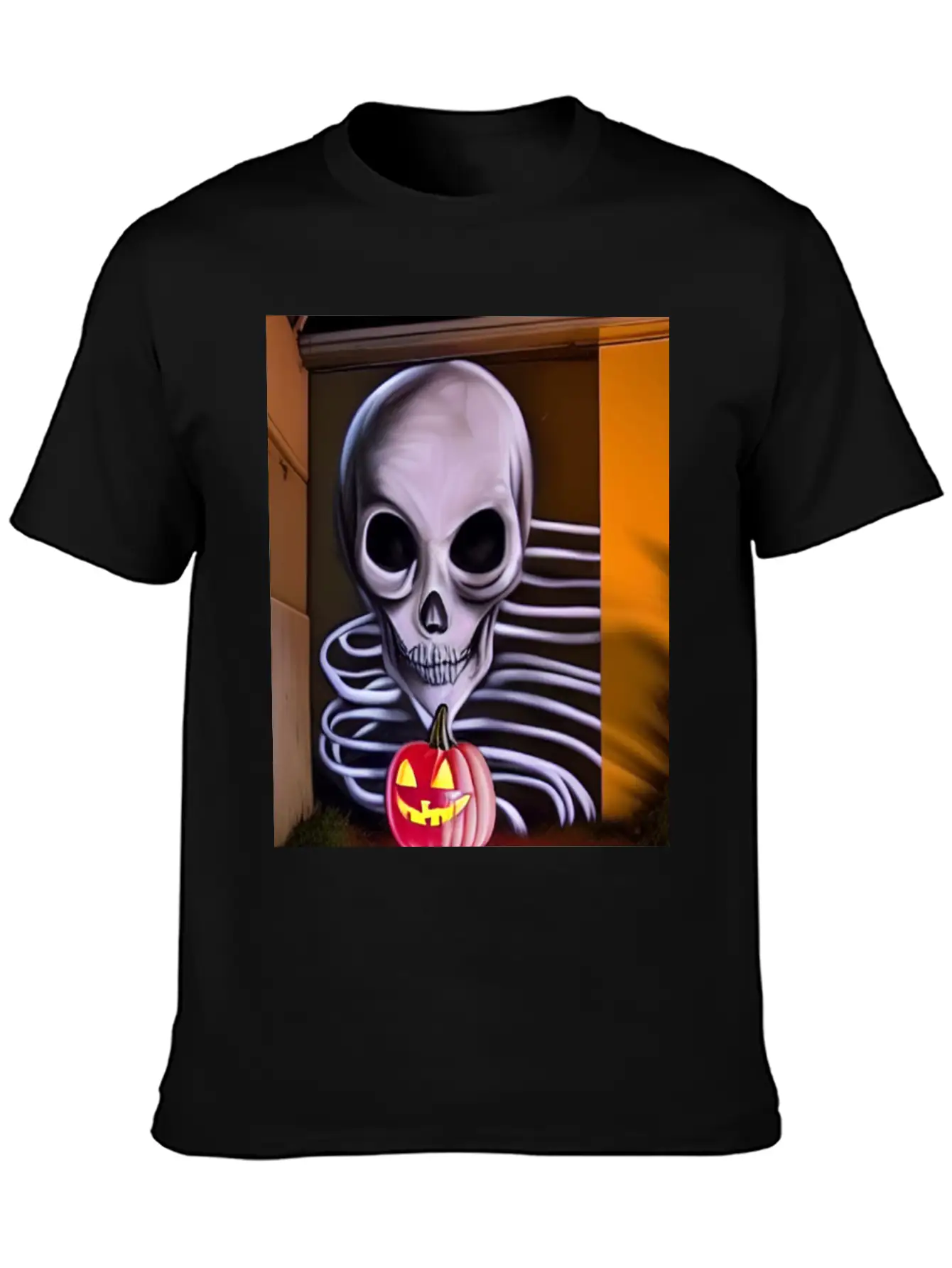 STREET ART SKULL AND PUMPKIN Unisex Casual T-Shirt – Clean Design For Daily Comfort