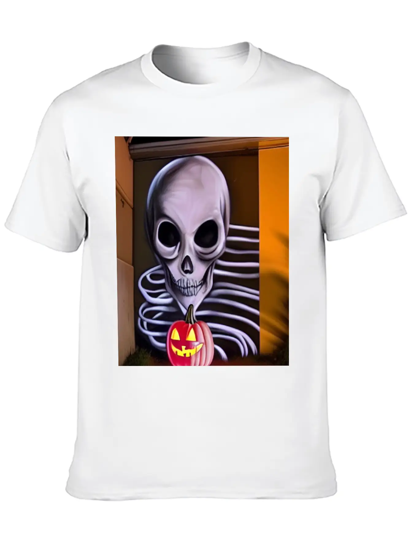 STREET ART SKULL AND PUMPKIN Unisex Casual T-Shirt – Clean Design For Daily Comfort