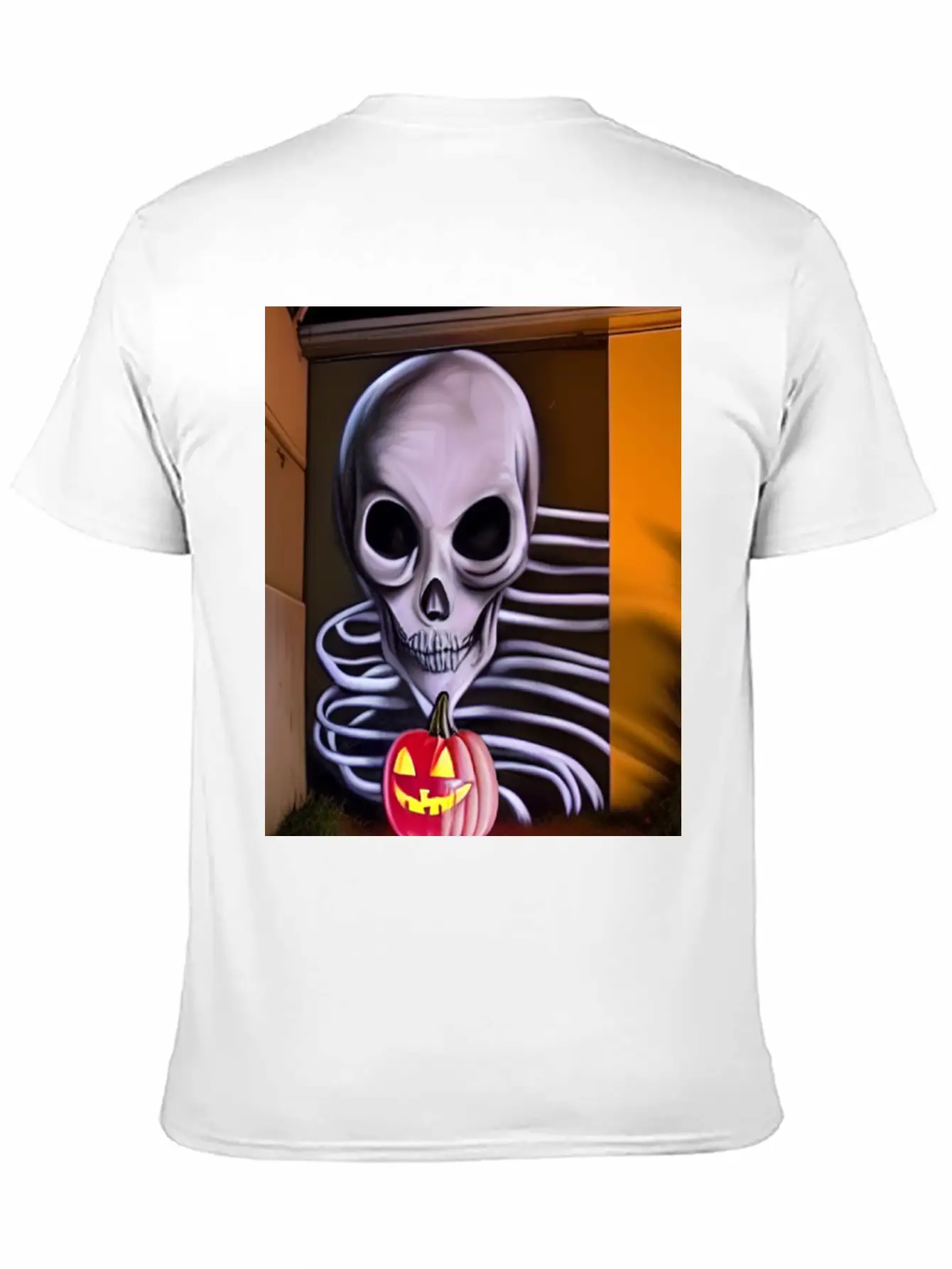 STREET ART SKULL AND PUMPKIN Unisex Casual T-Shirt – Clean Design For Daily Comfort