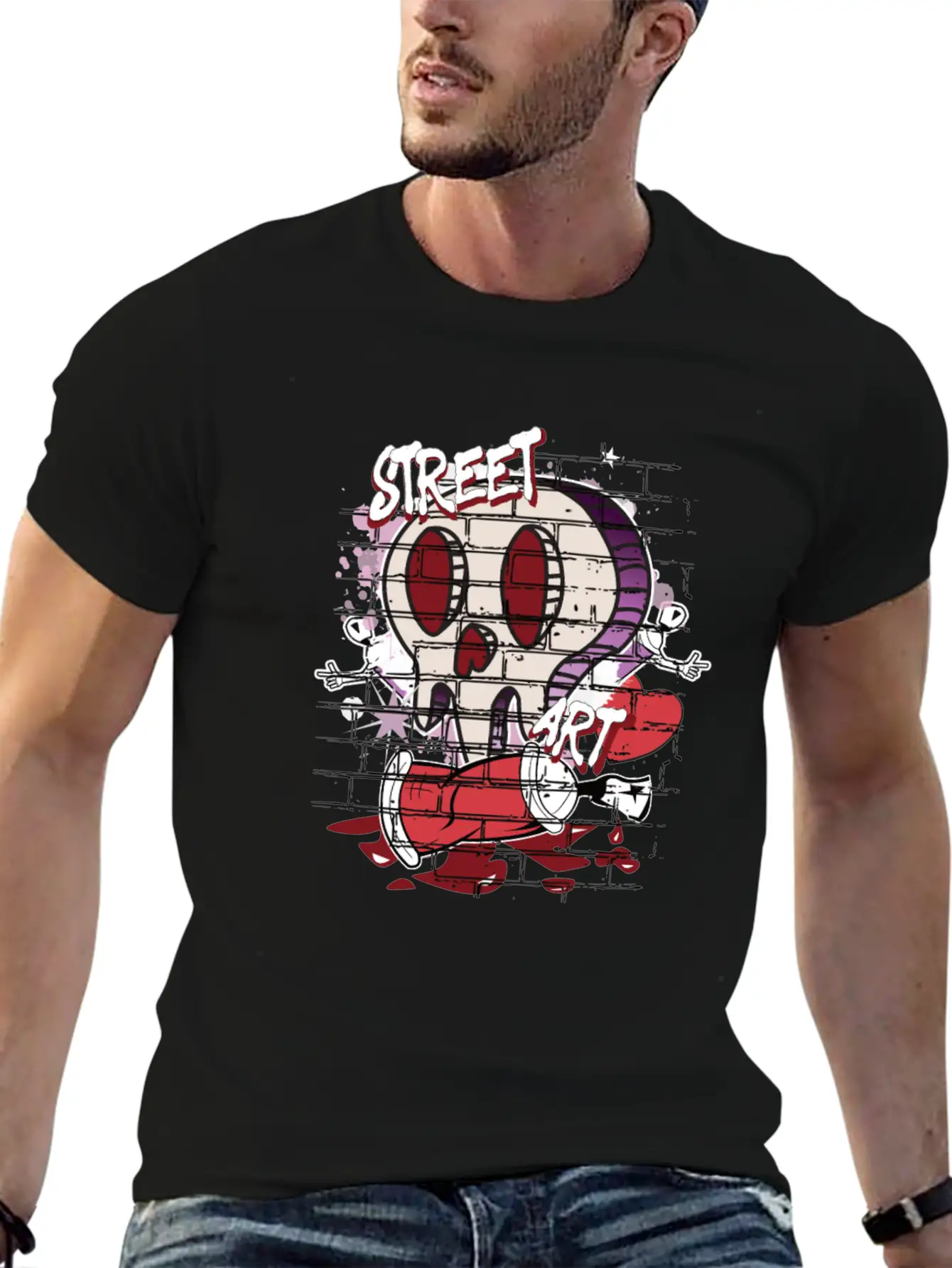 Street Art Skull Graffiti Unisex Casual T-Shirt – Clean Design For Daily Comfort