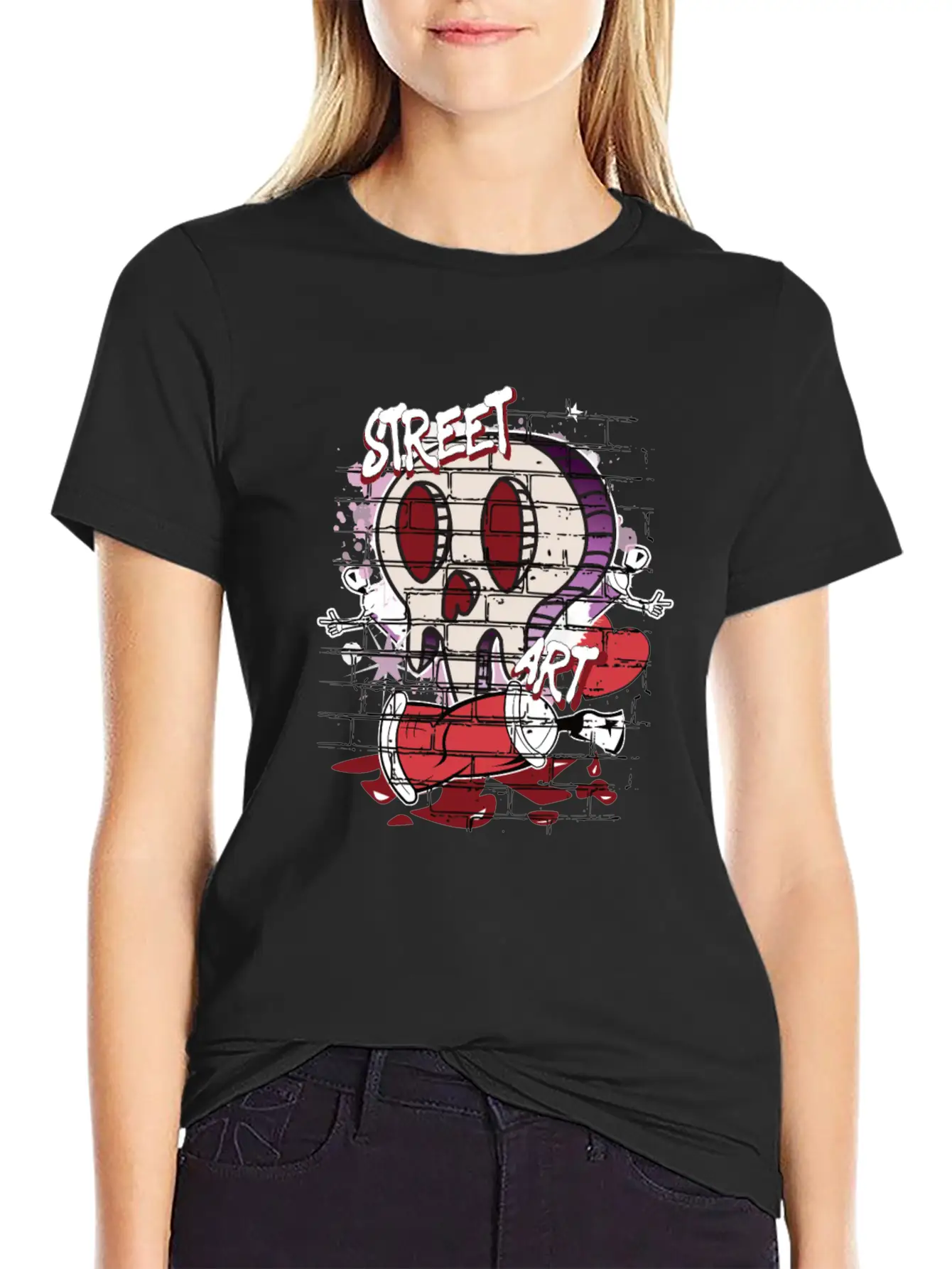 Street Art Skull Graffiti Unisex Casual T-Shirt – Clean Design For Daily Comfort