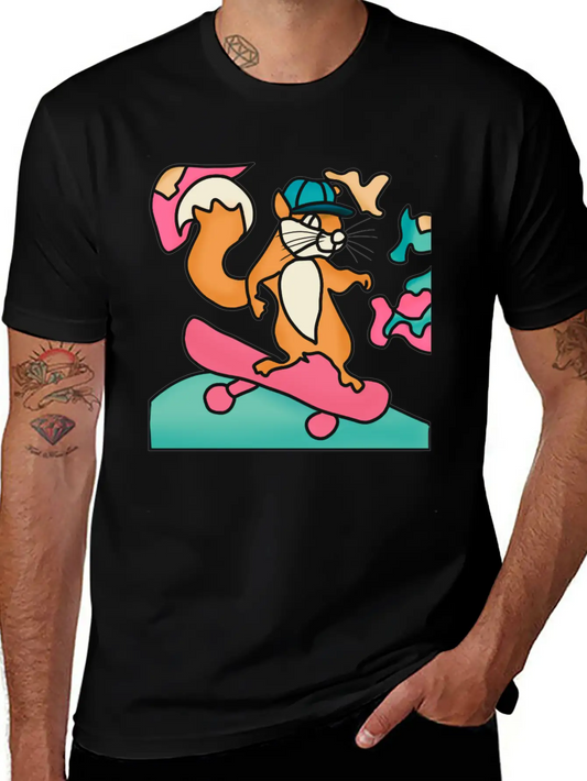 Street Retro Squirrel On Skateboard | Funny Unisex Casual T-Shirt – Clean Design For Daily Comfort