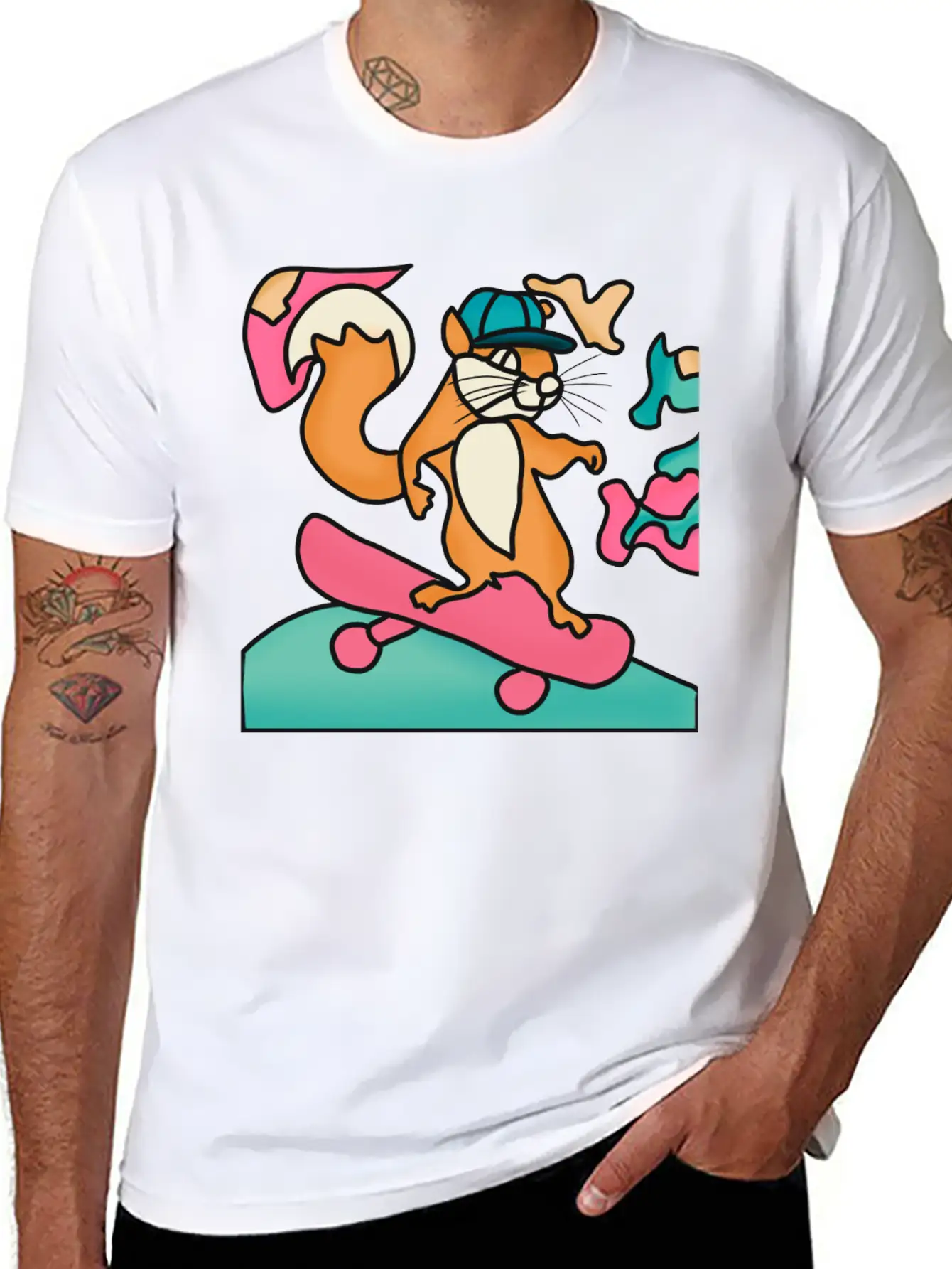 Street Retro Squirrel On Skateboard | Funny Unisex Casual T-Shirt – Clean Design For Daily Comfort