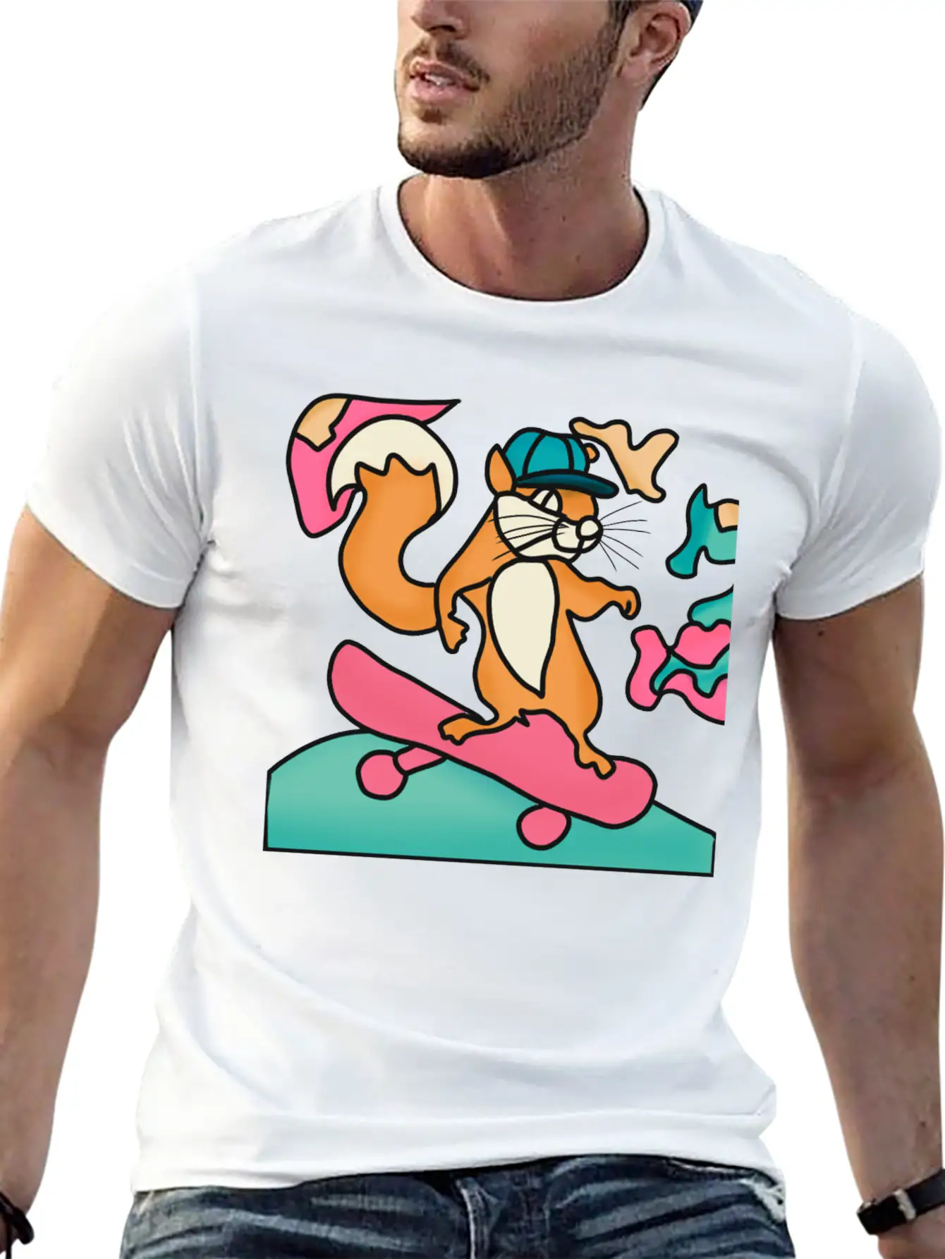 Street Retro Squirrel On Skateboard | Funny Unisex Casual T-Shirt – Clean Design For Daily Comfort