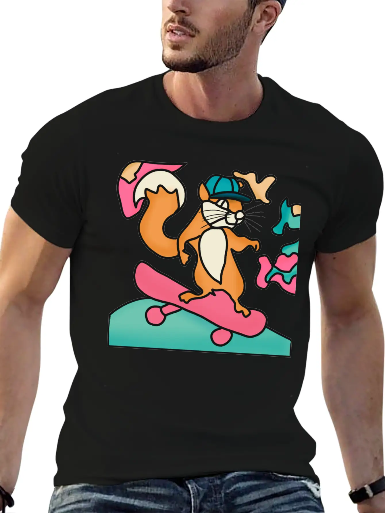 Street Retro Squirrel On Skateboard | Funny Unisex Casual T-Shirt – Clean Design For Daily Comfort