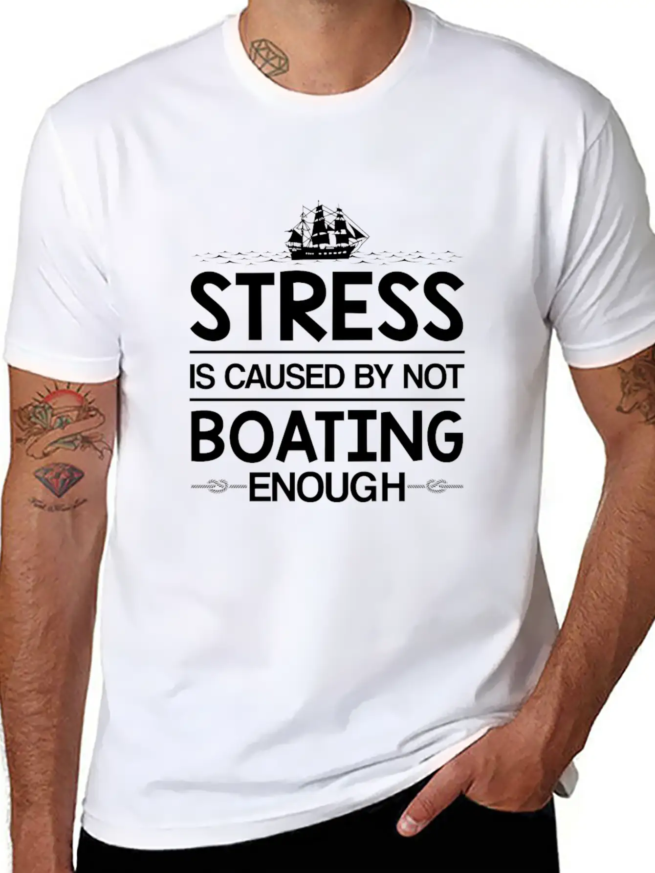 Stress Caused Not Boating Enough Sailing Stylish Everyday T-Shirt – Unisex Basic Cotton Tee