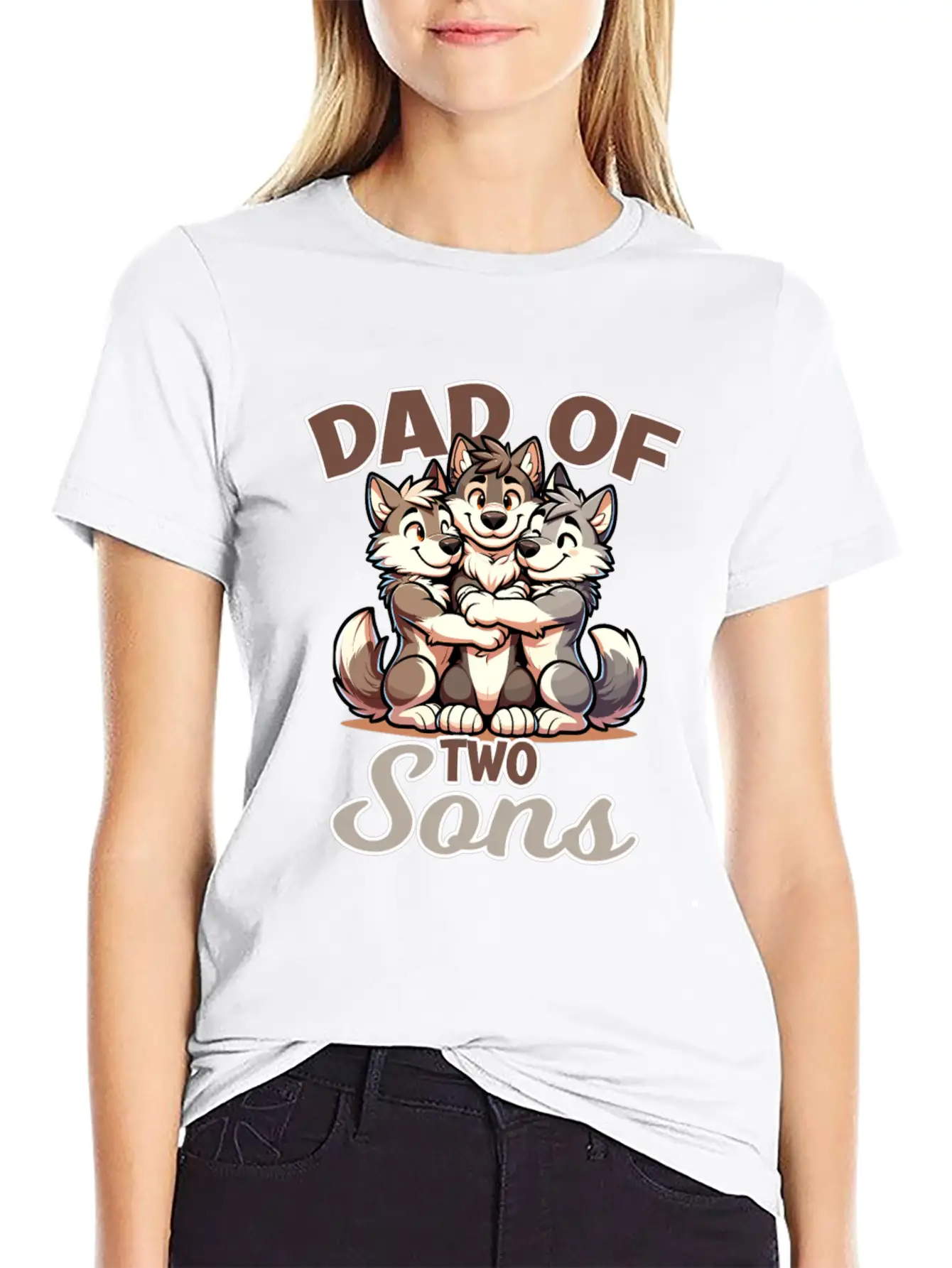 Strong Wolf With Wolf Child For A Dad Unisex Casual T-Shirt – Clean Design For Daily Comfort