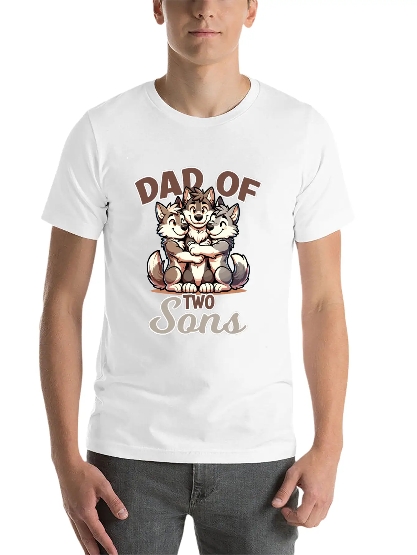 Strong Wolf With Wolf Child For A Dad Unisex Casual T-Shirt – Clean Design For Daily Comfort